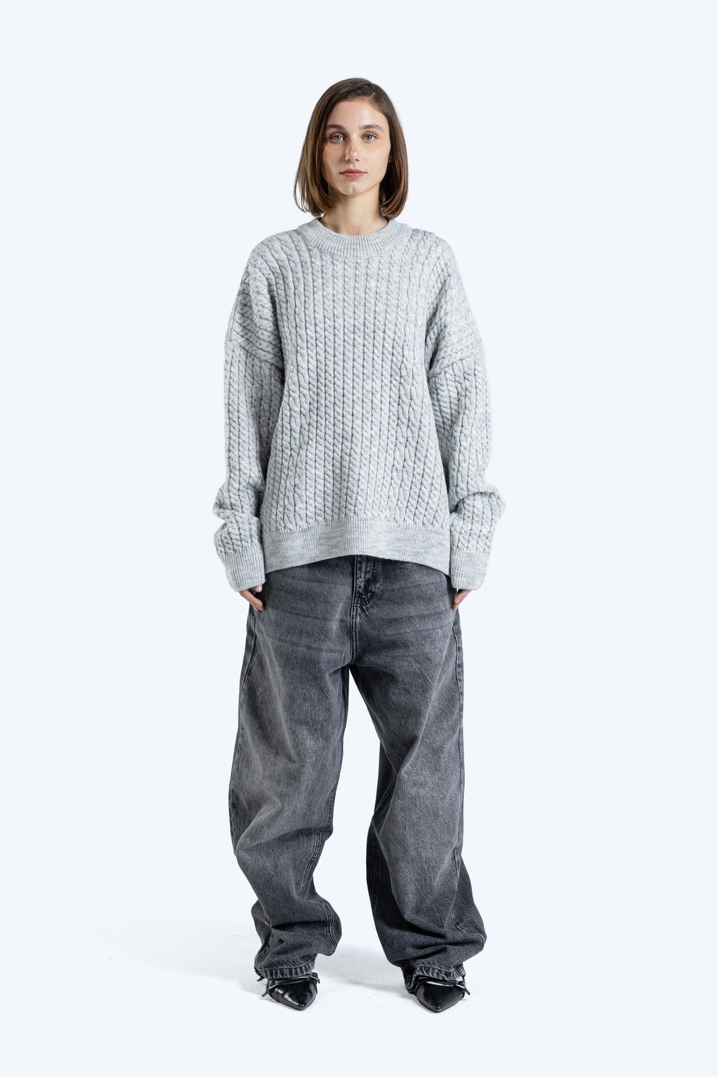 textured boxy fit knitwear