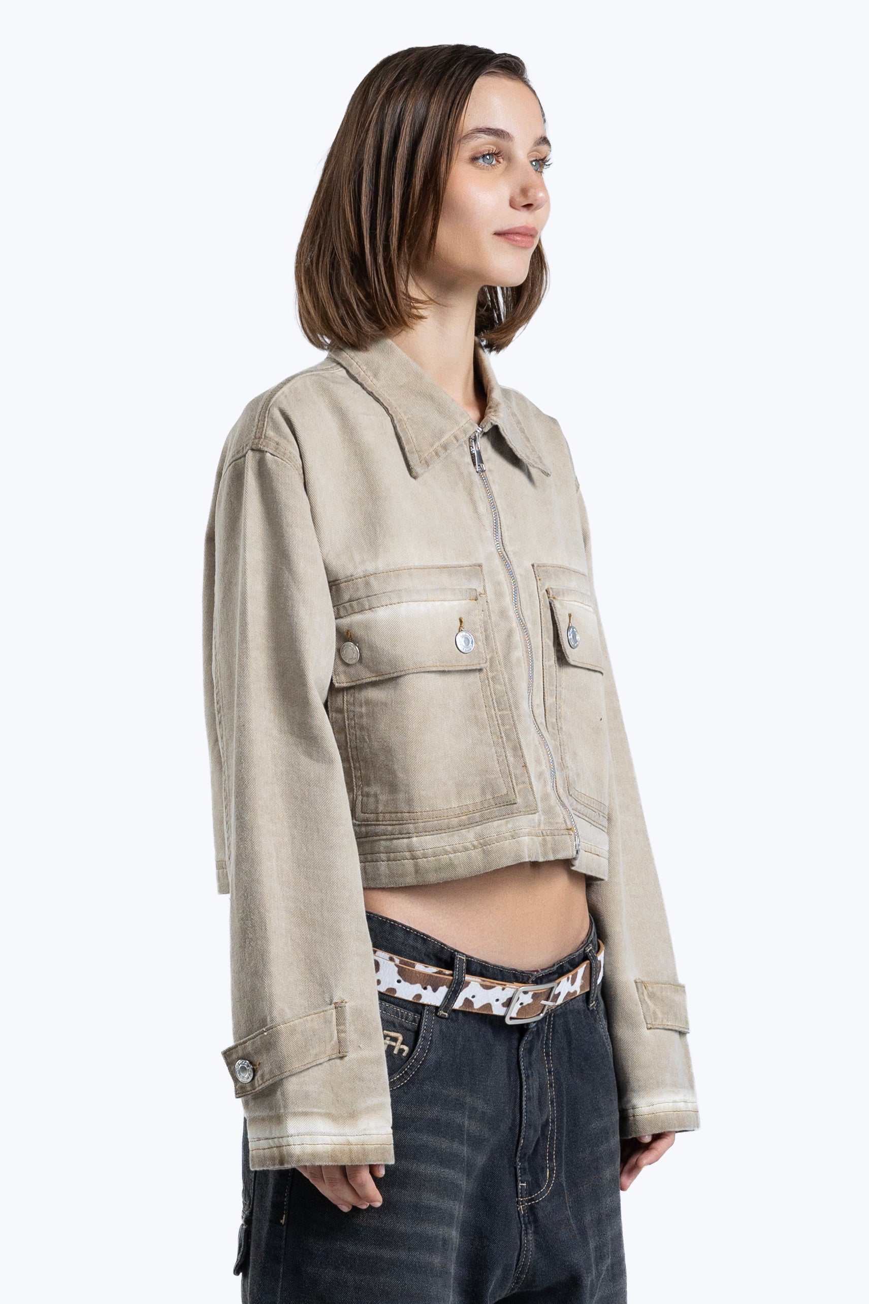 cropped fit denim jacket