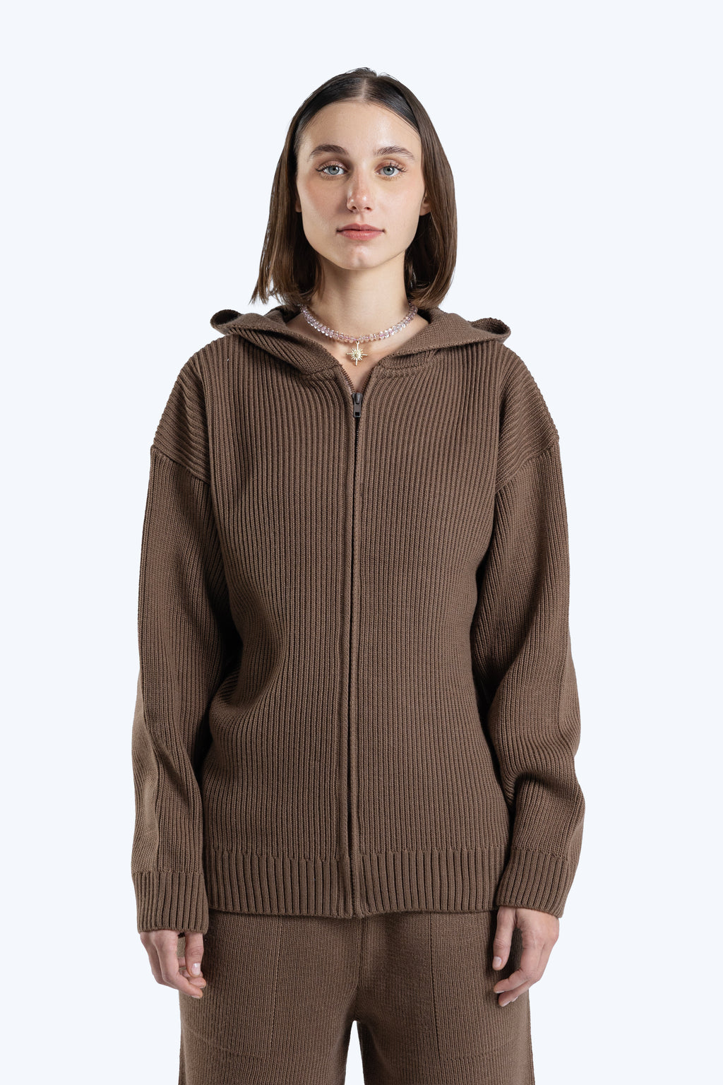 cotton - knit hoodie