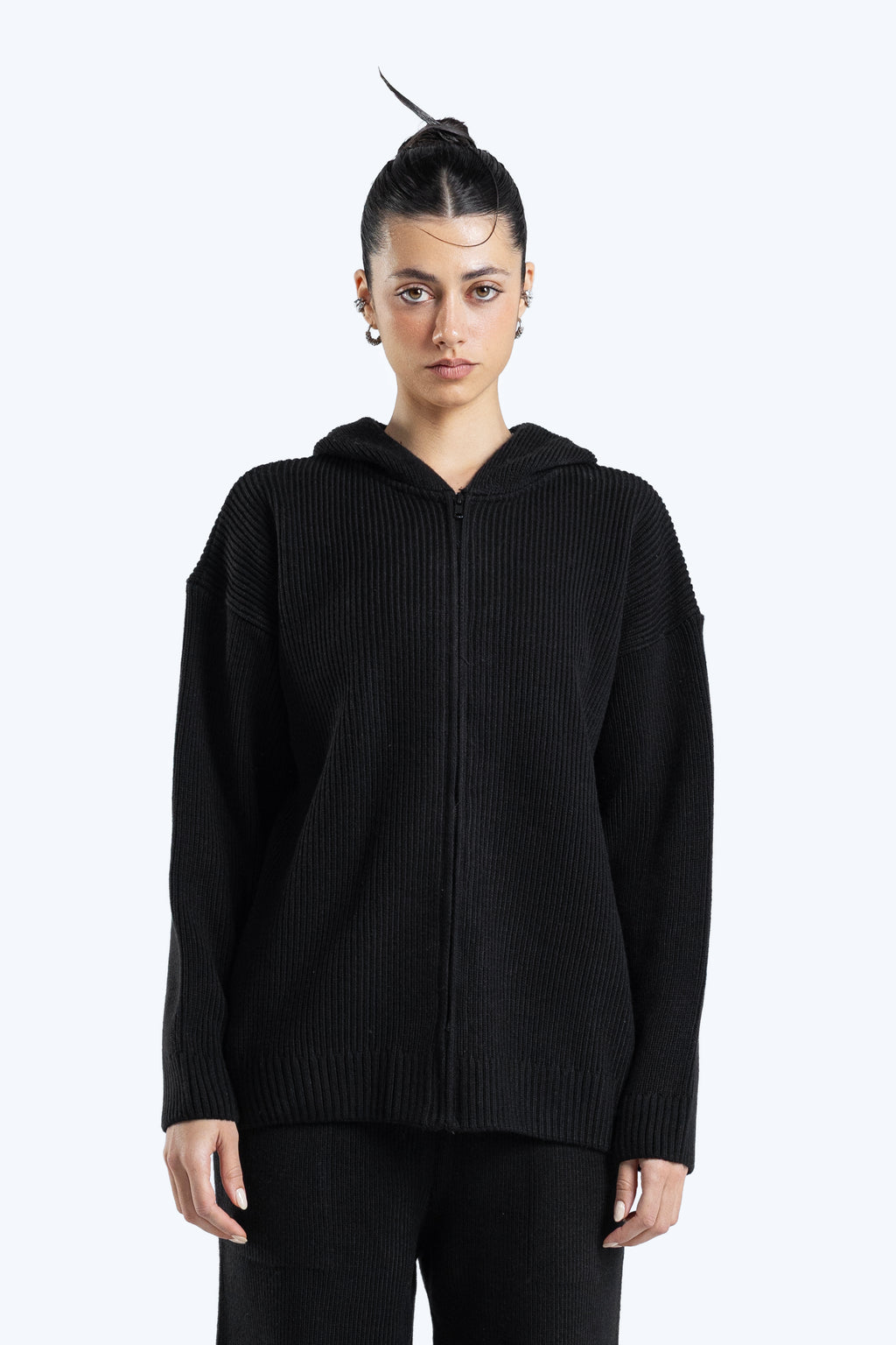 cotton - knit hoodie