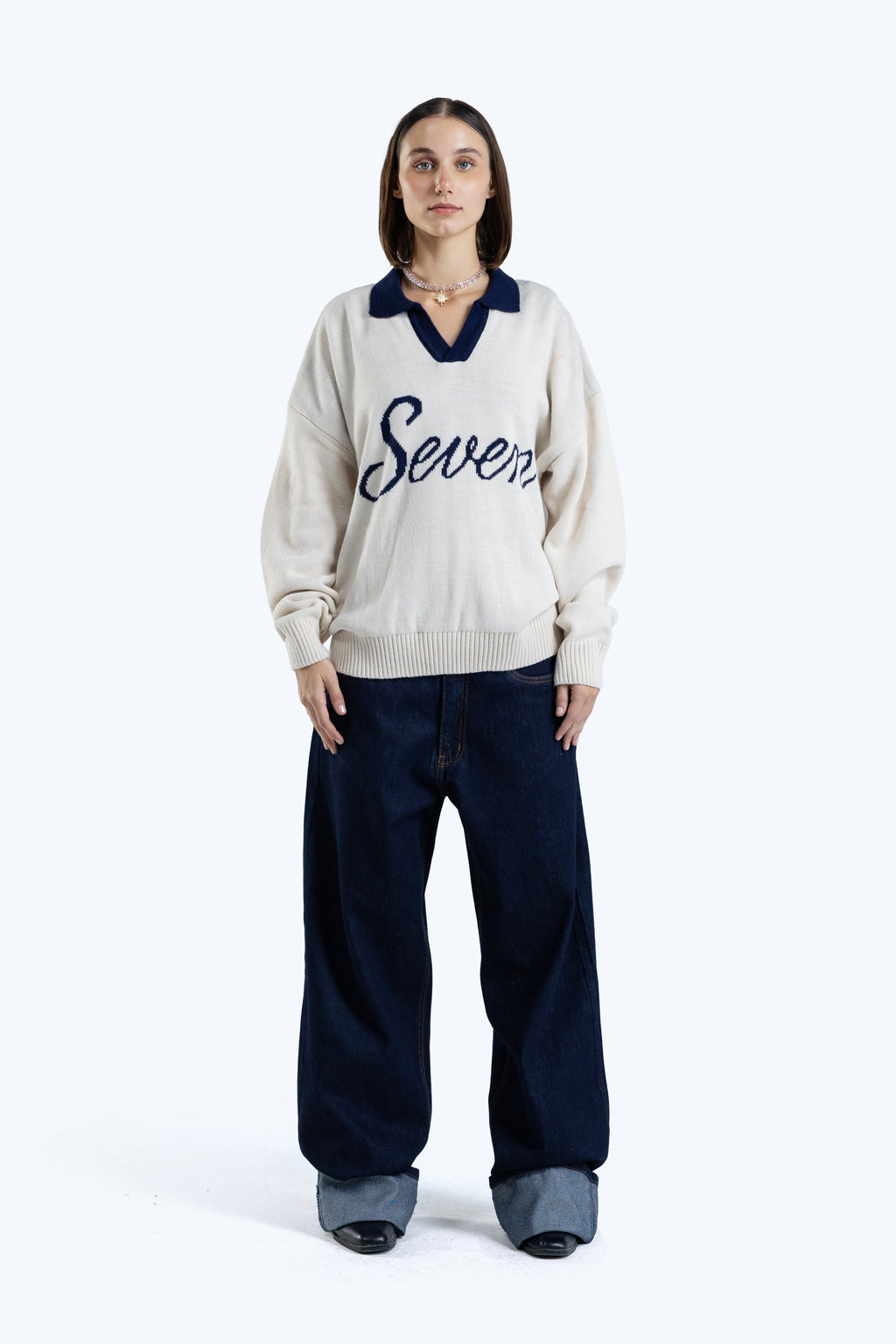 Relaxed fit knit polo