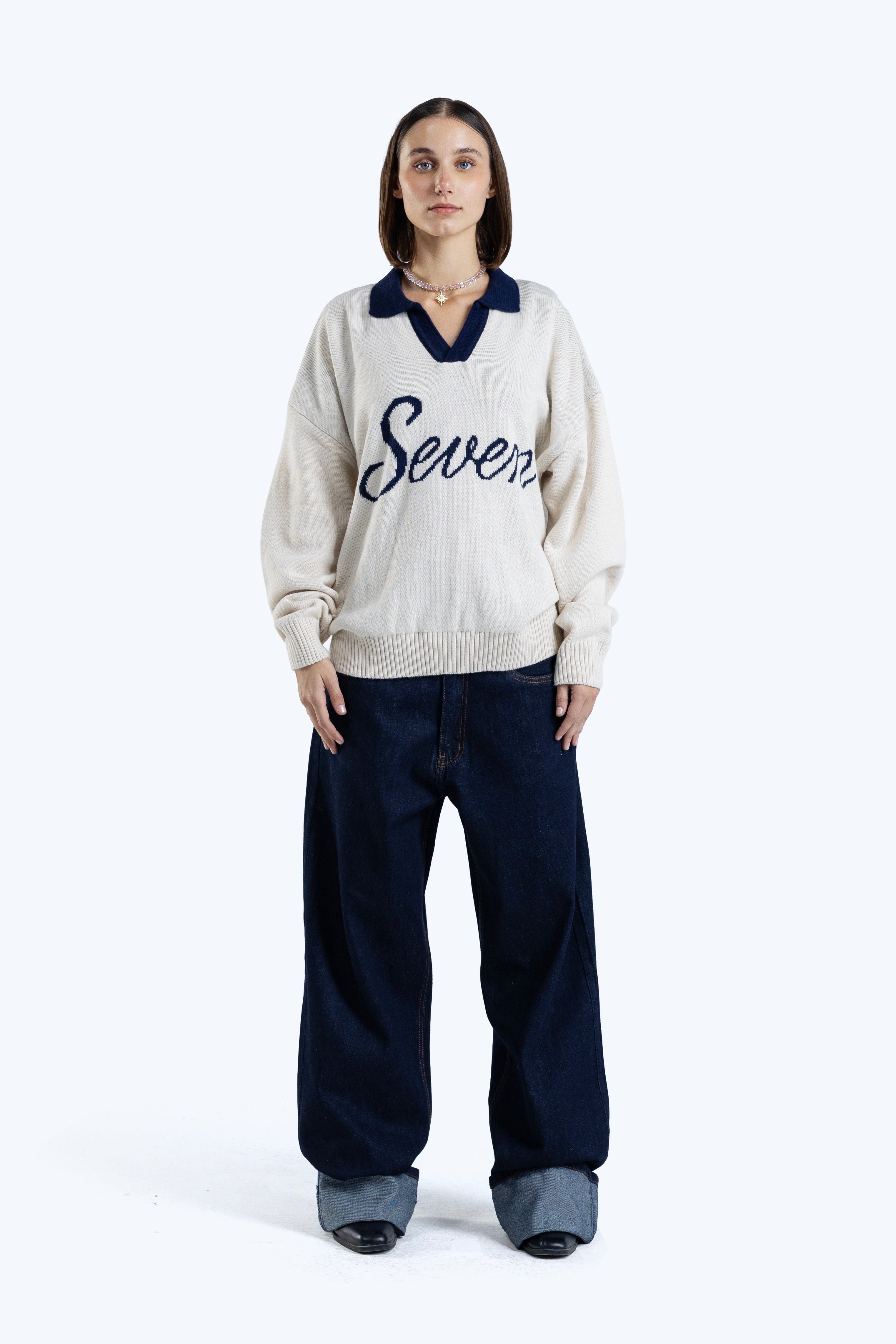 Relaxed fit knit polo