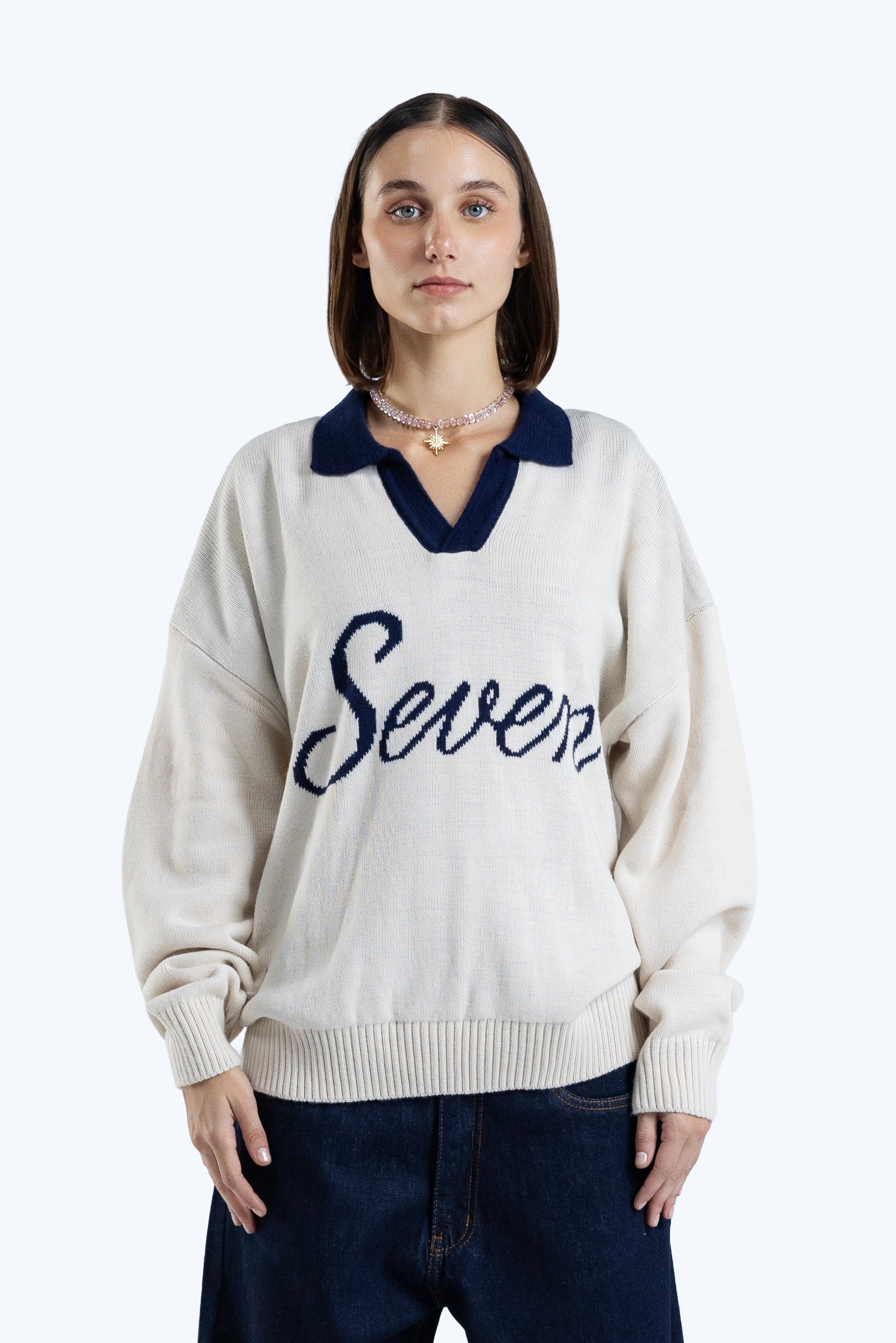 Relaxed fit knit polo