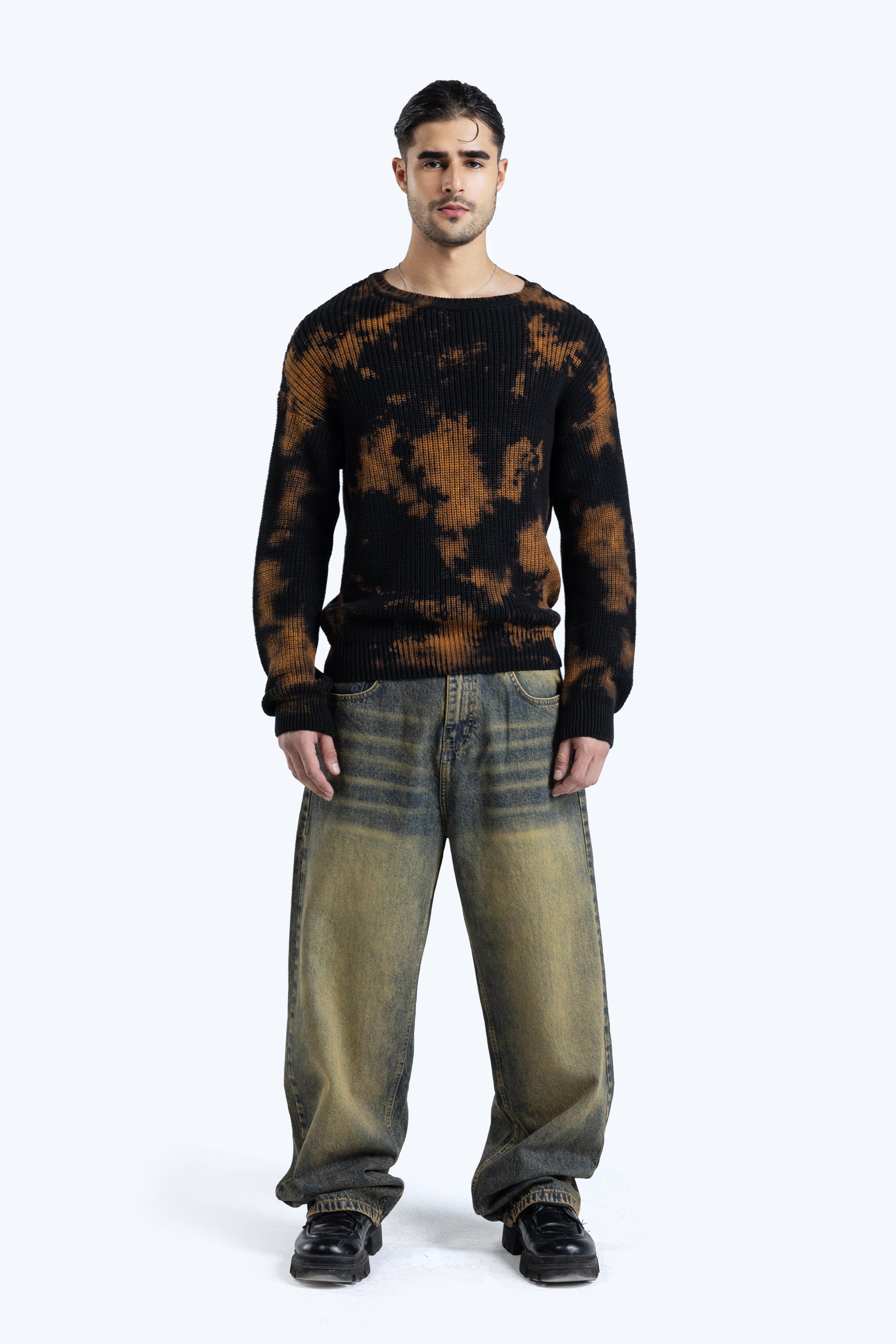 wide leg washed denim