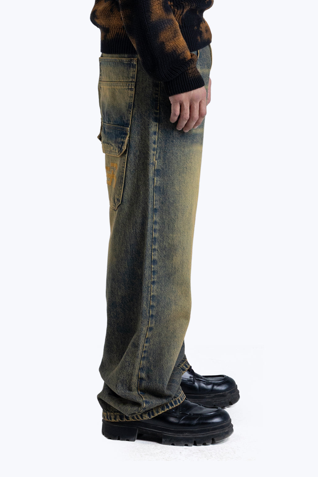 wide leg washed denim