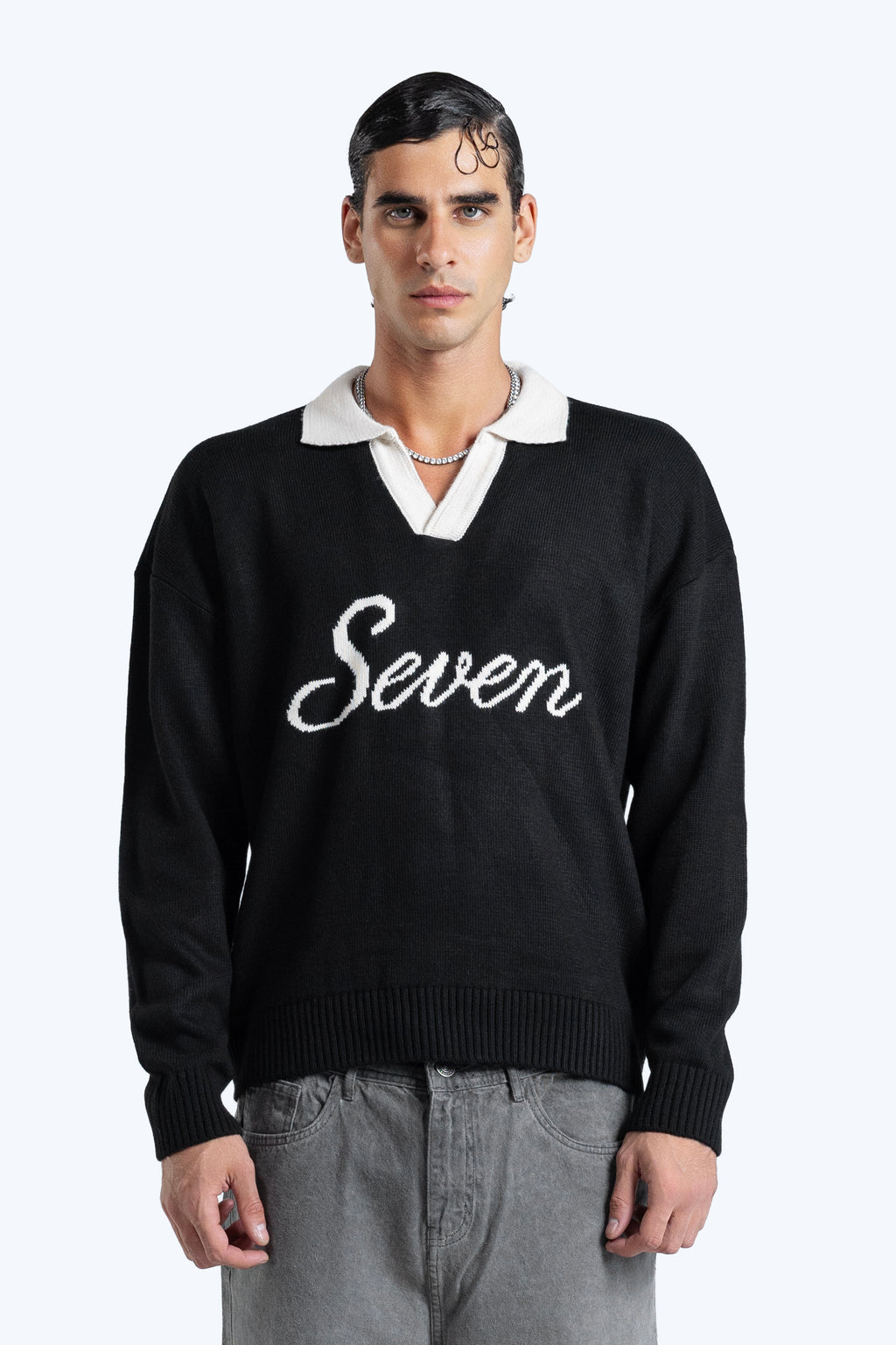 Relaxed fit knit polo