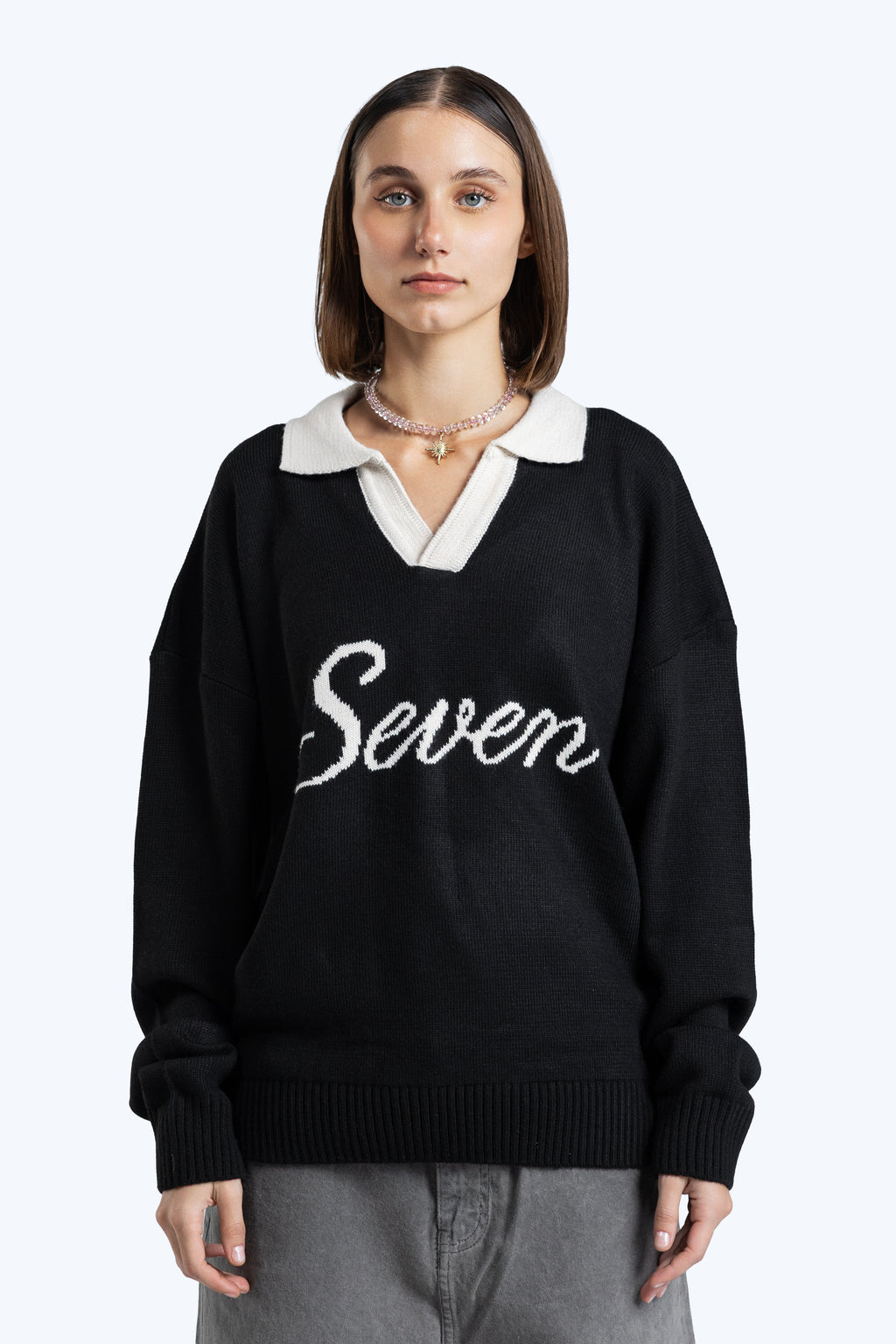 Relaxed fit knit polo