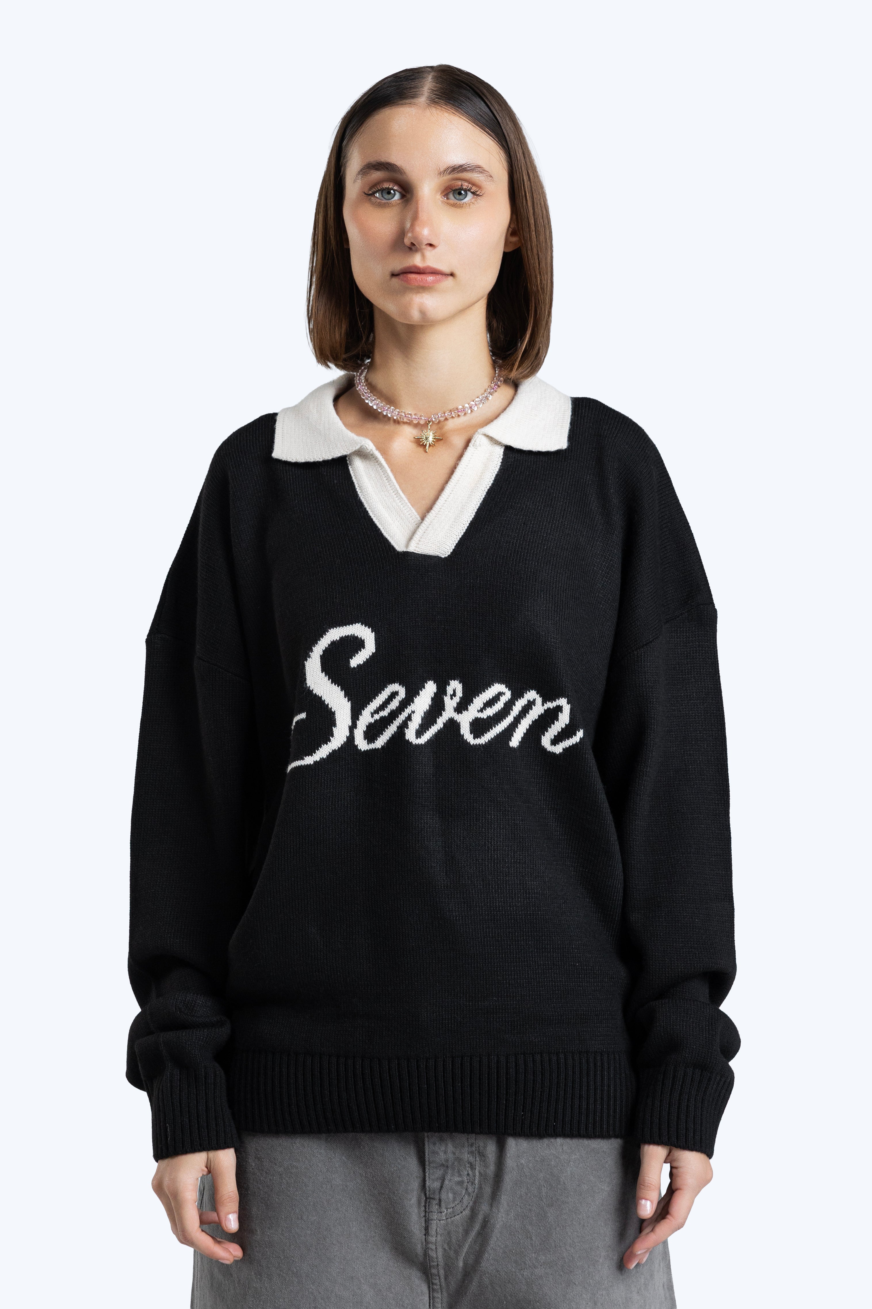 Relaxed fit knit polo