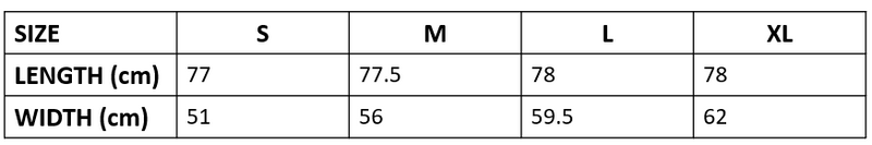 Size chart for blend linen shirt