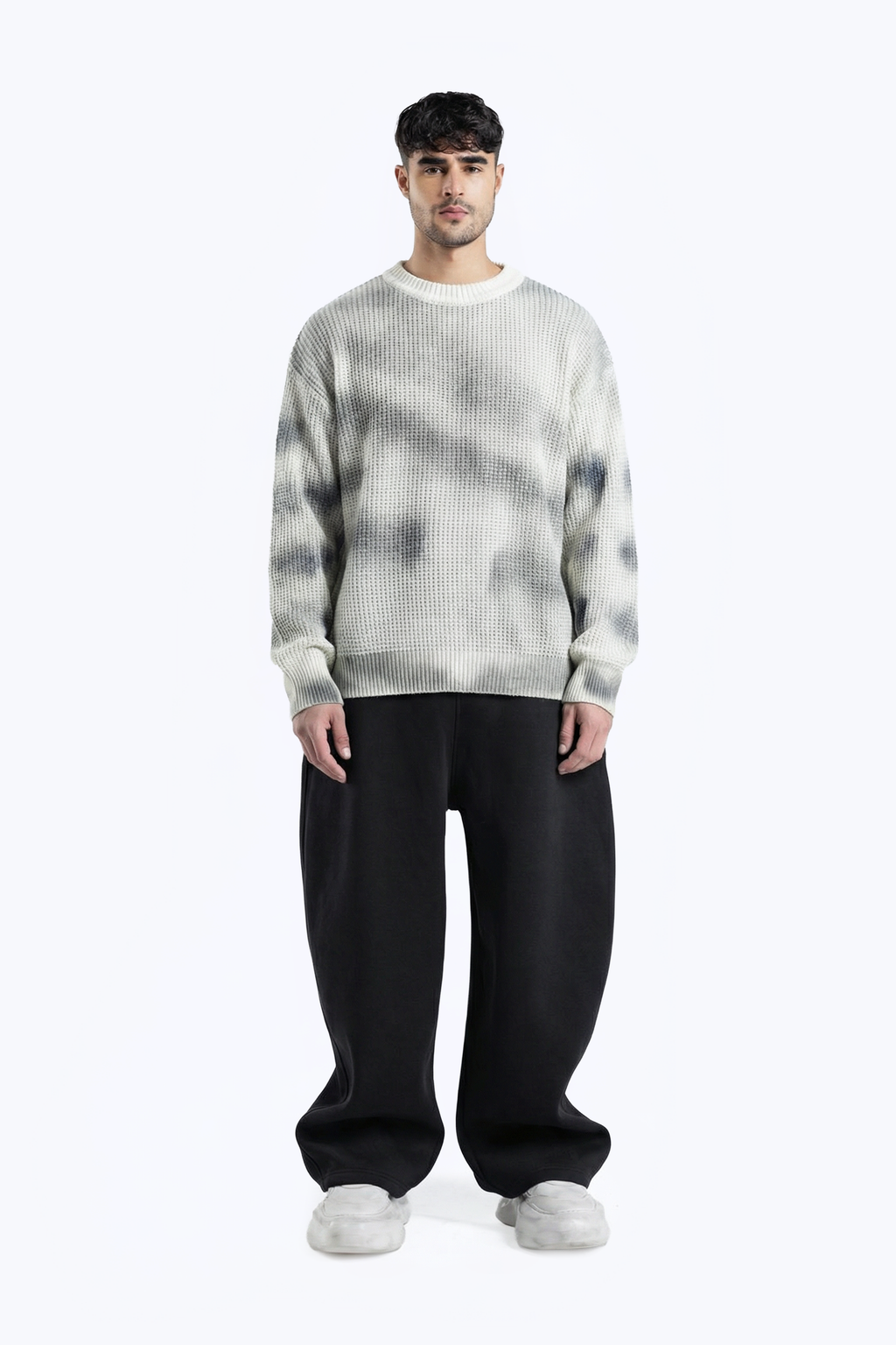 washed abstract print knitwear