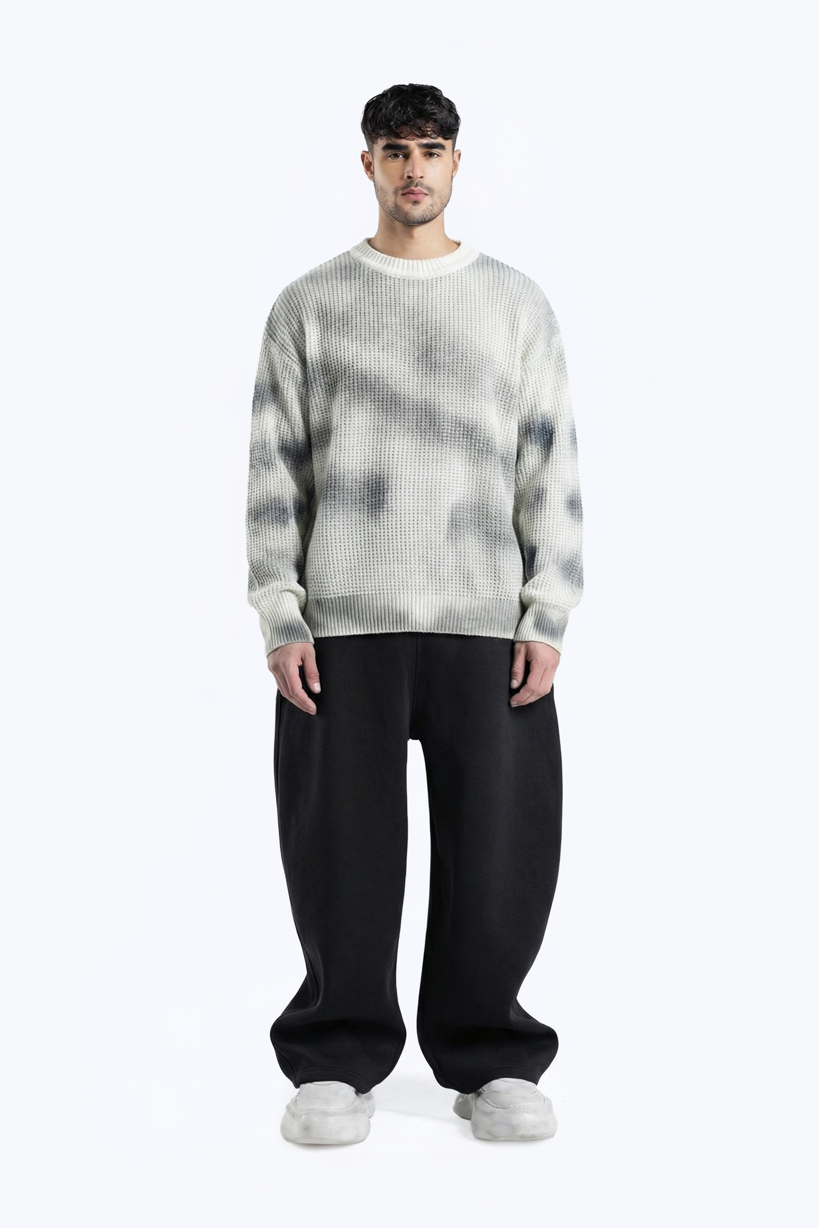 washed abstract print knitwear