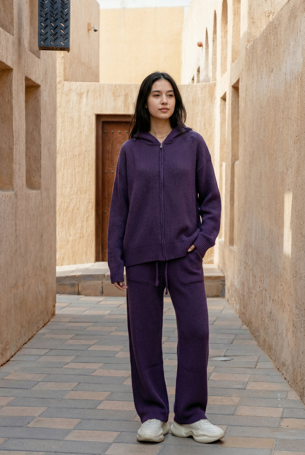 cotton - knit hoodie