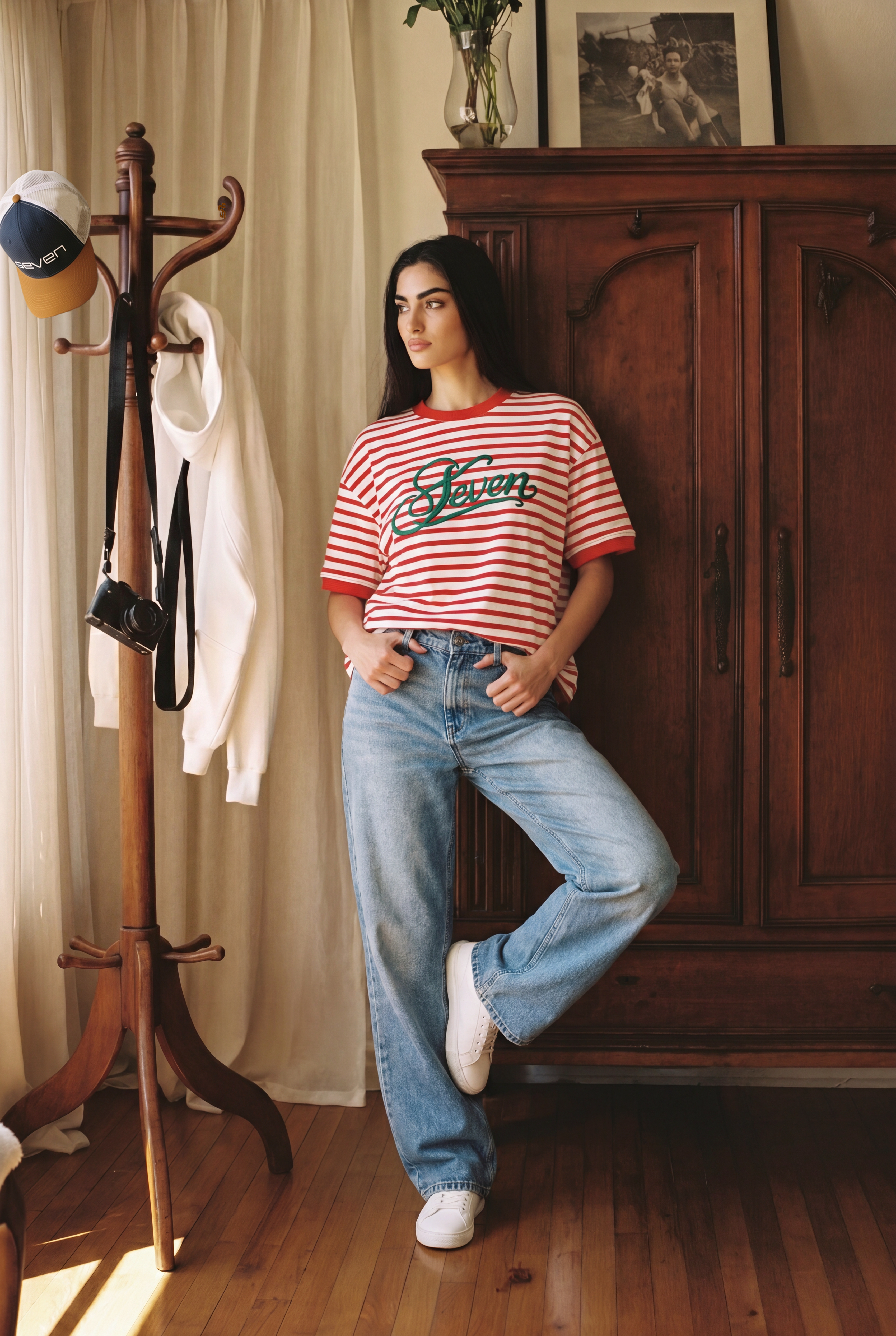 RedxGreen striped embroidered Tshirt