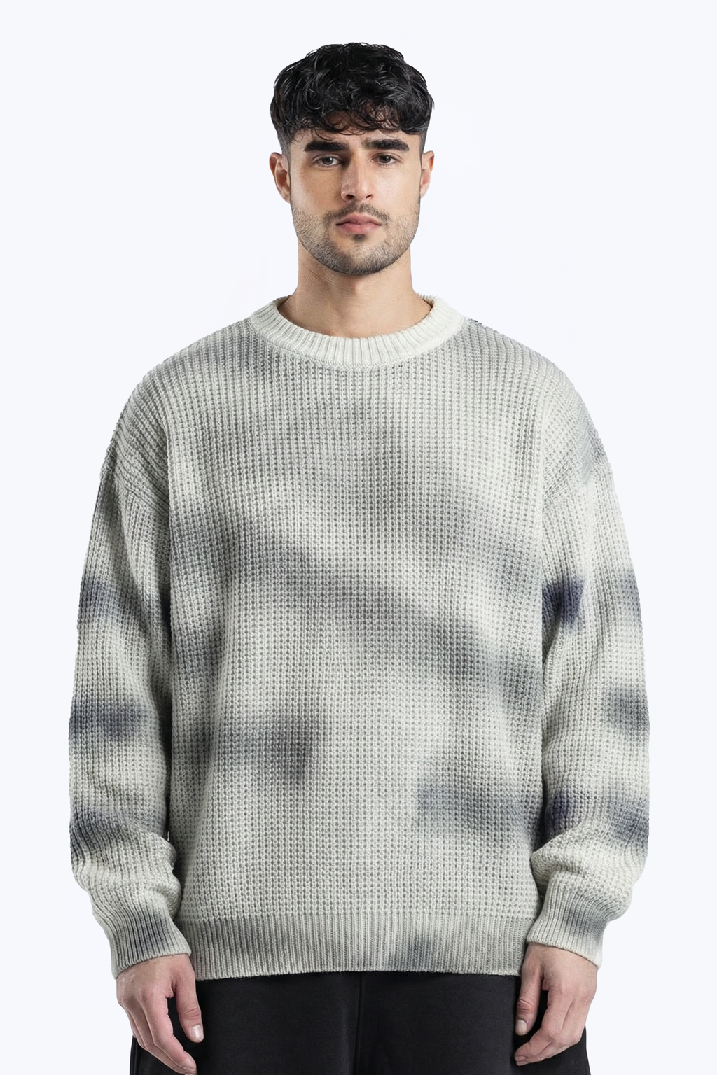 washed abstract print knitwear