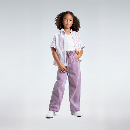 wide leg washed effect jeans