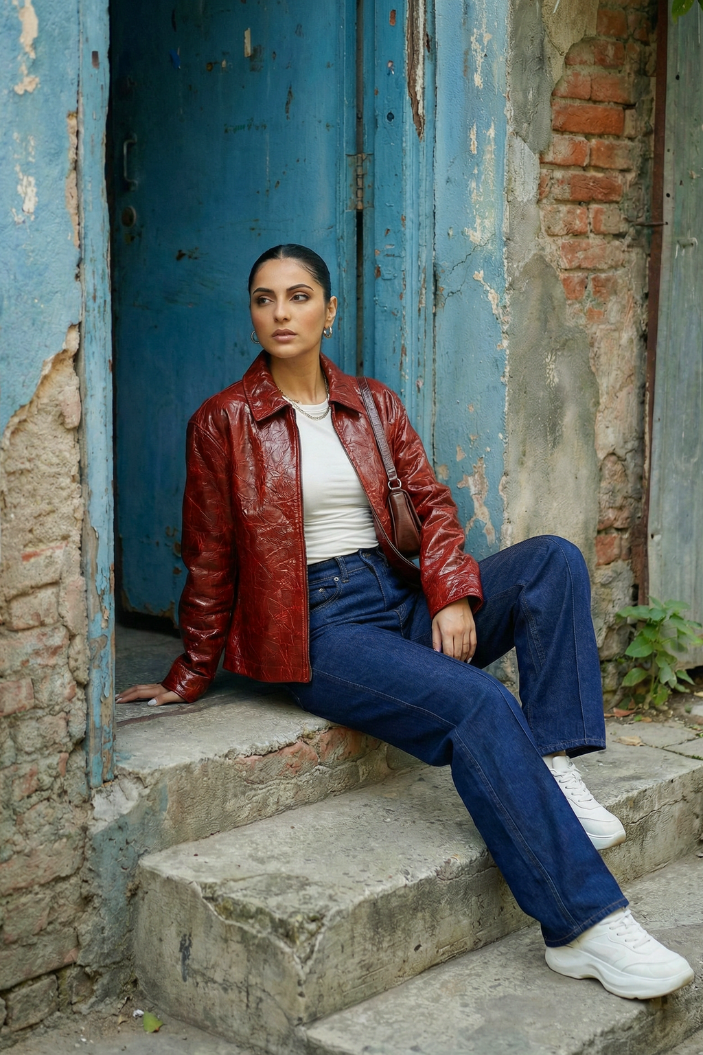 Crinkle Patent Leather Bomber