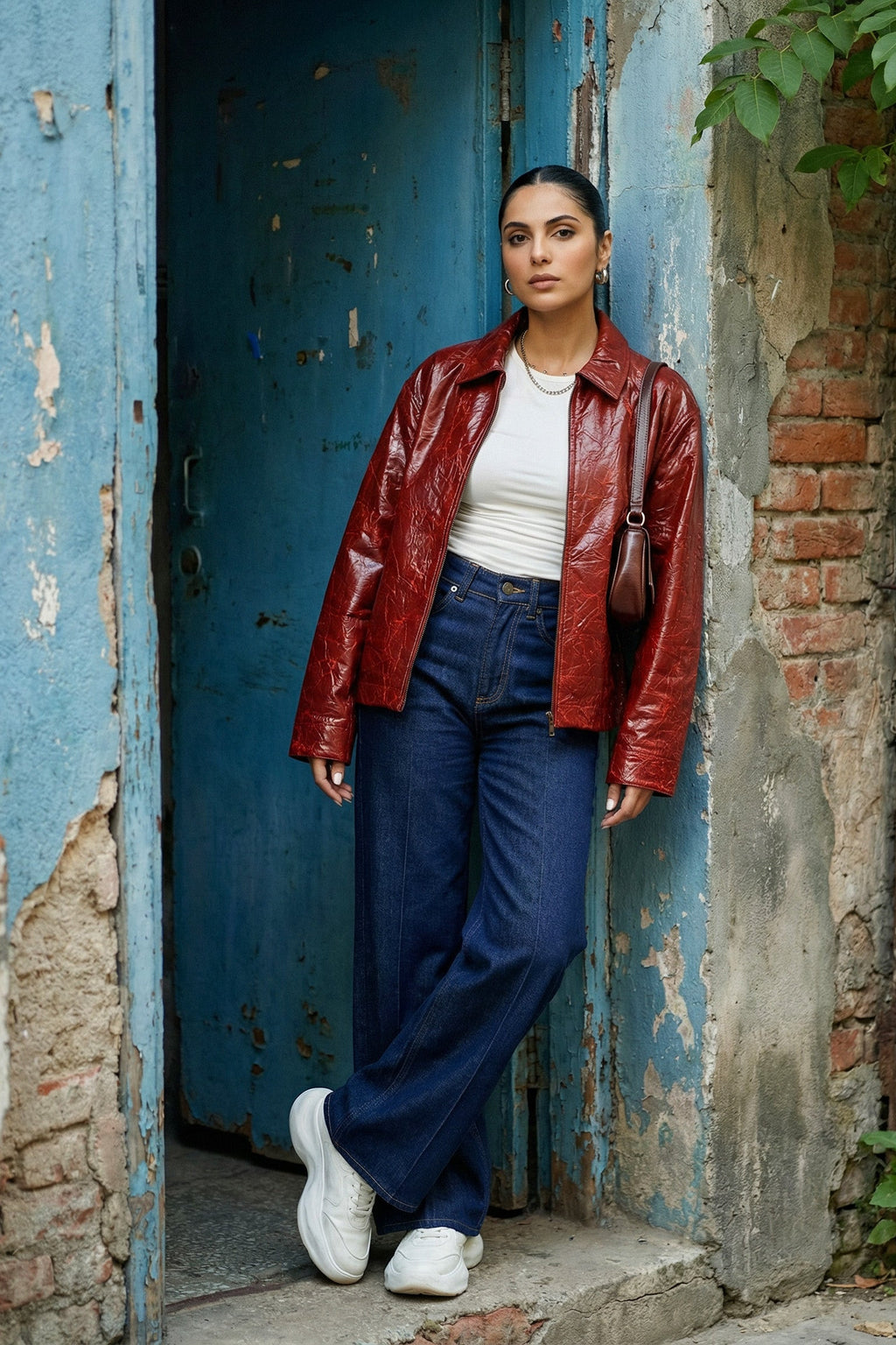 Crinkle Patent Leather Bomber