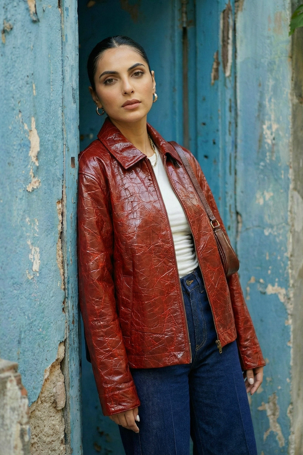 Crinkle Patent Leather Bomber