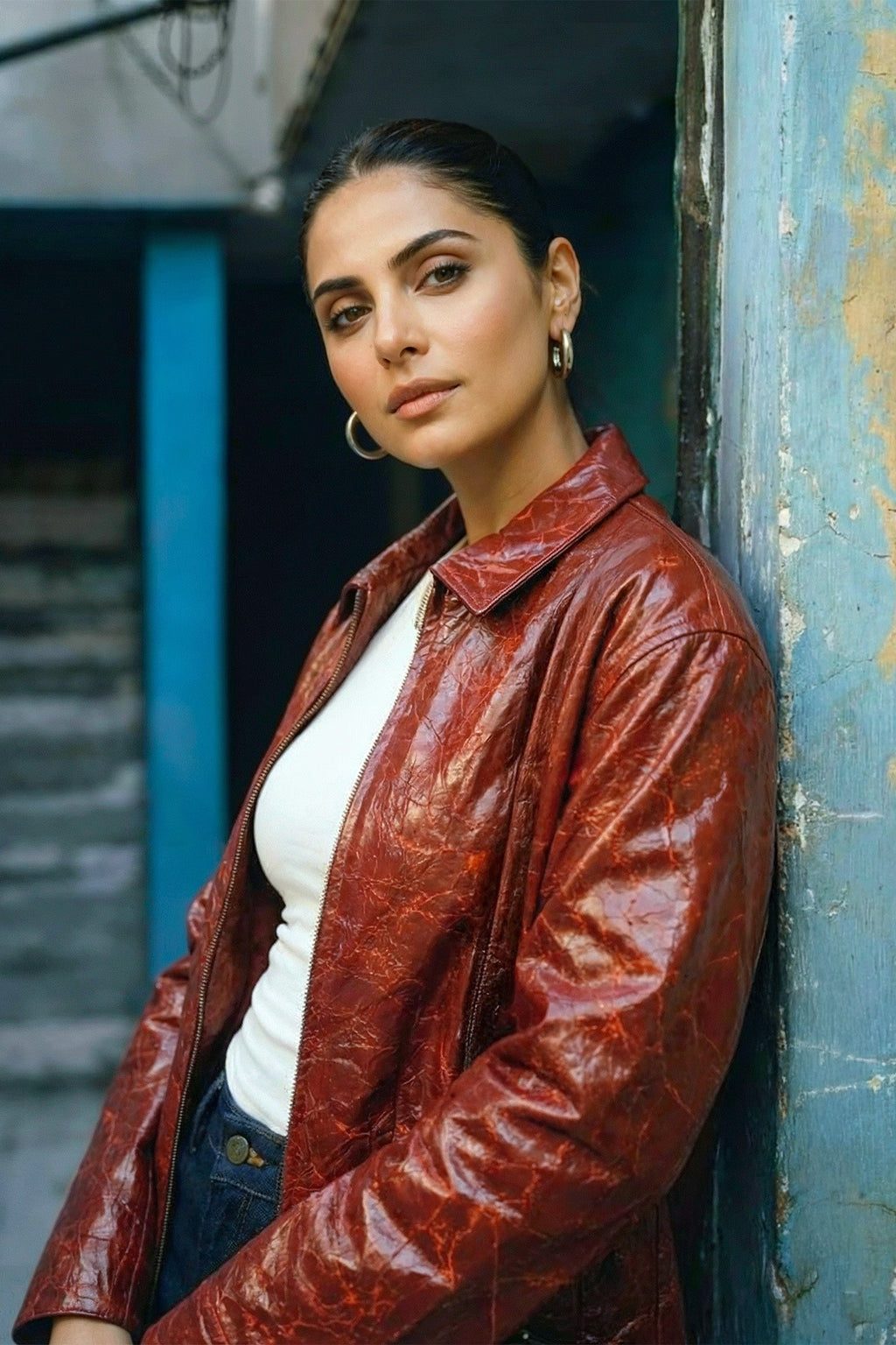 Crinkle Patent Leather Bomber