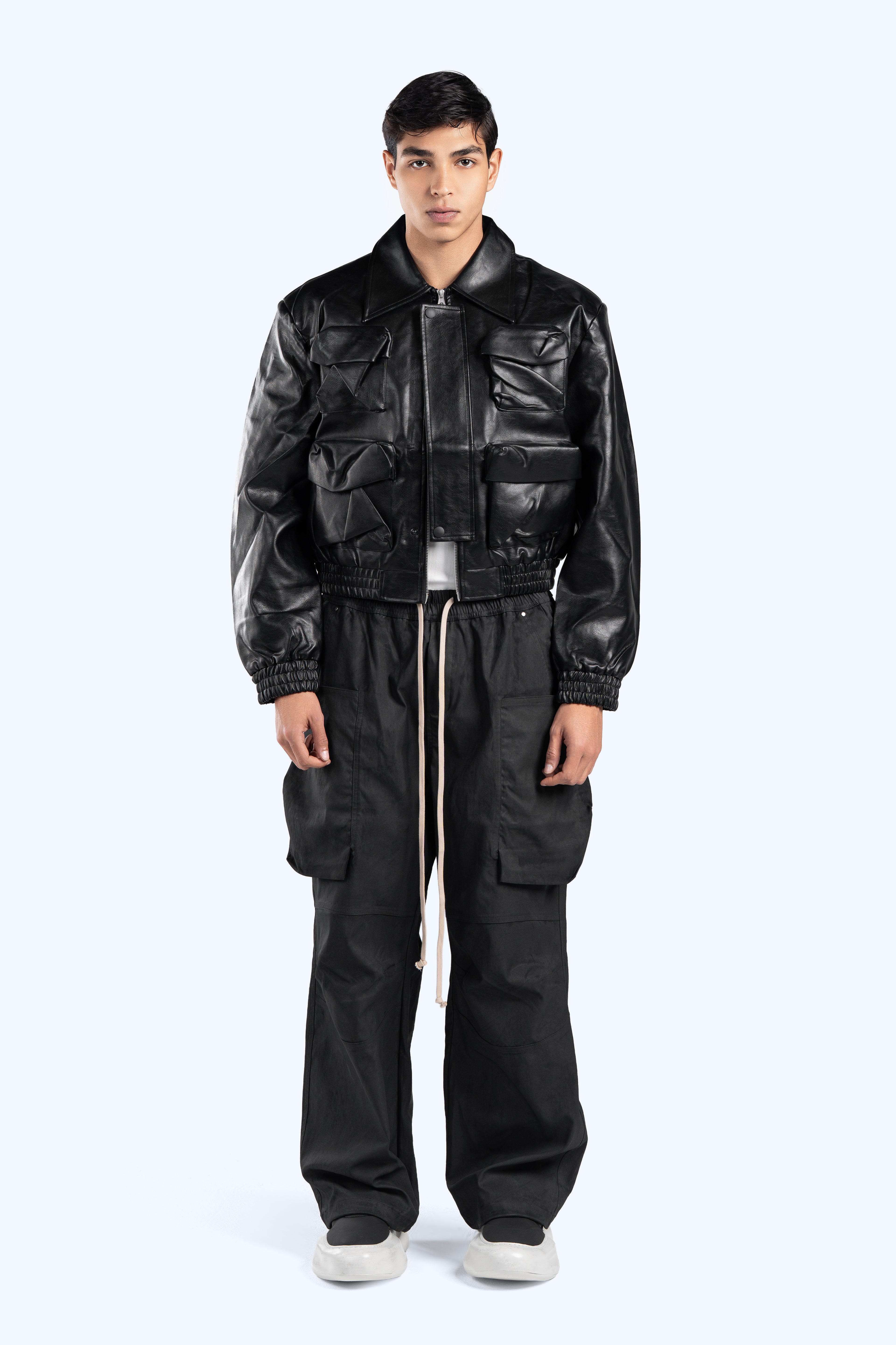 cropped leather jacket