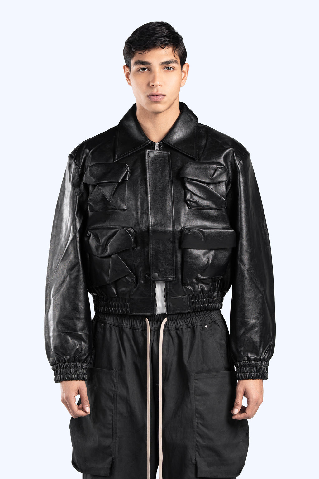 cropped leather jacket