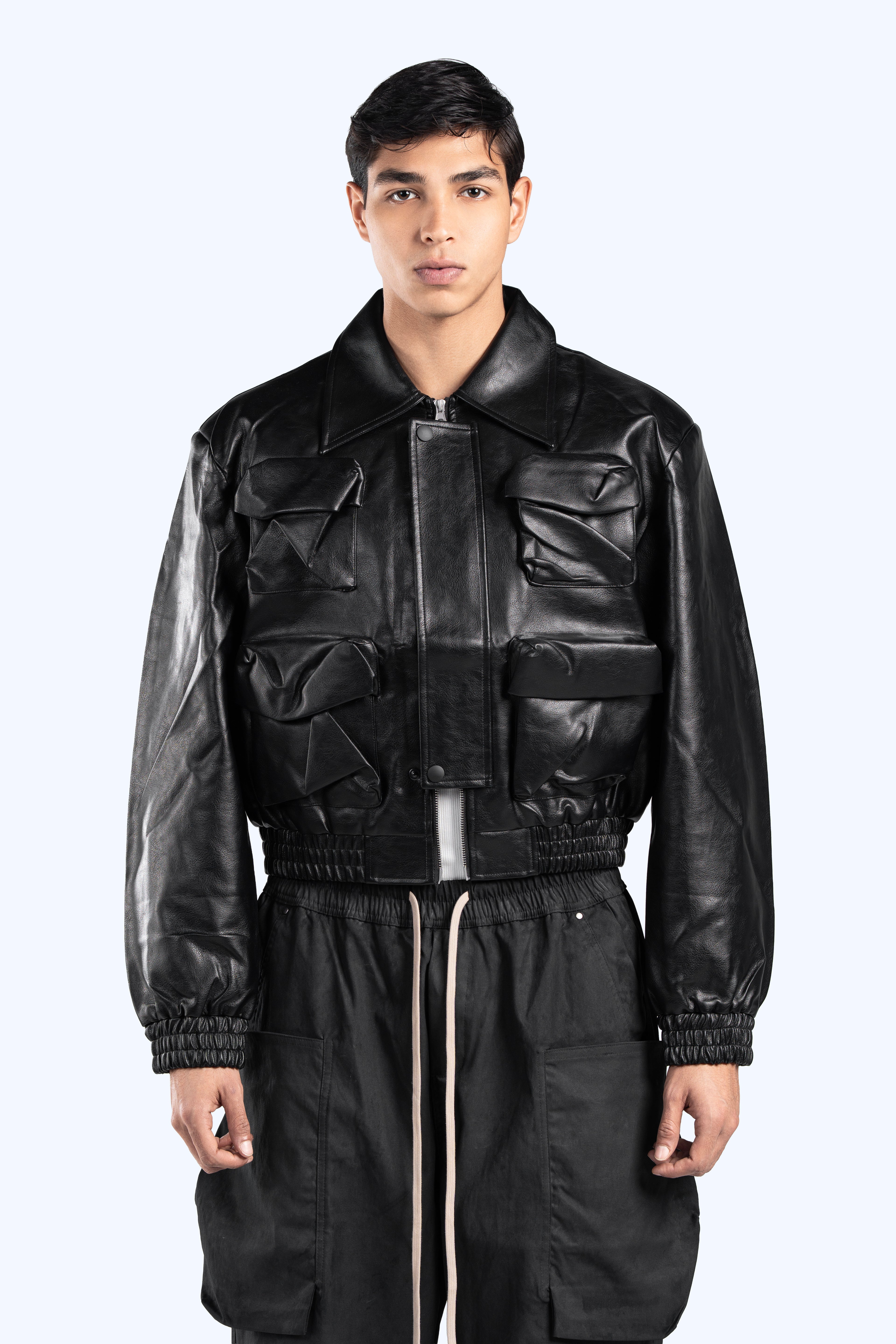 cropped leather jacket