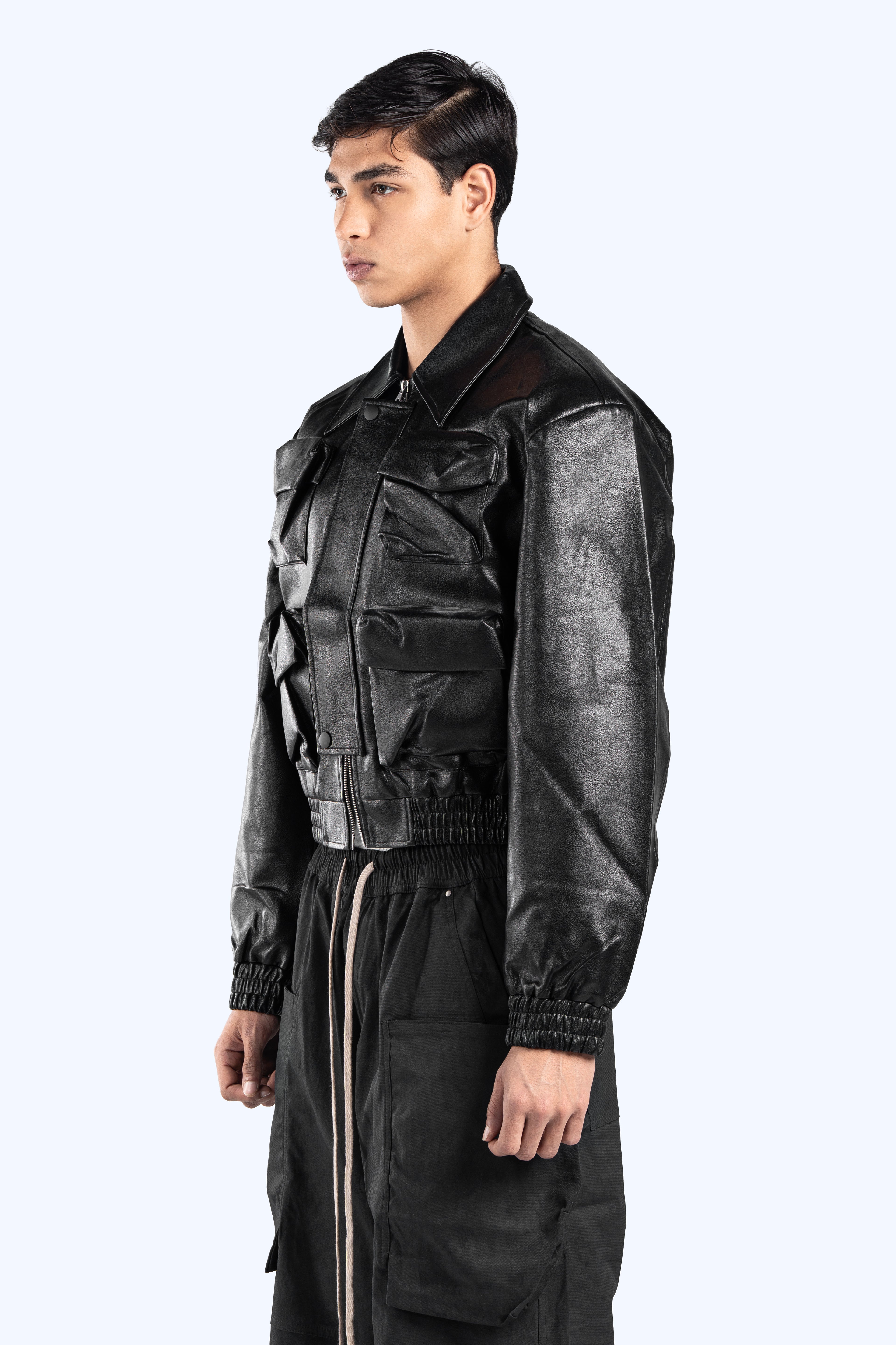 cropped leather jacket