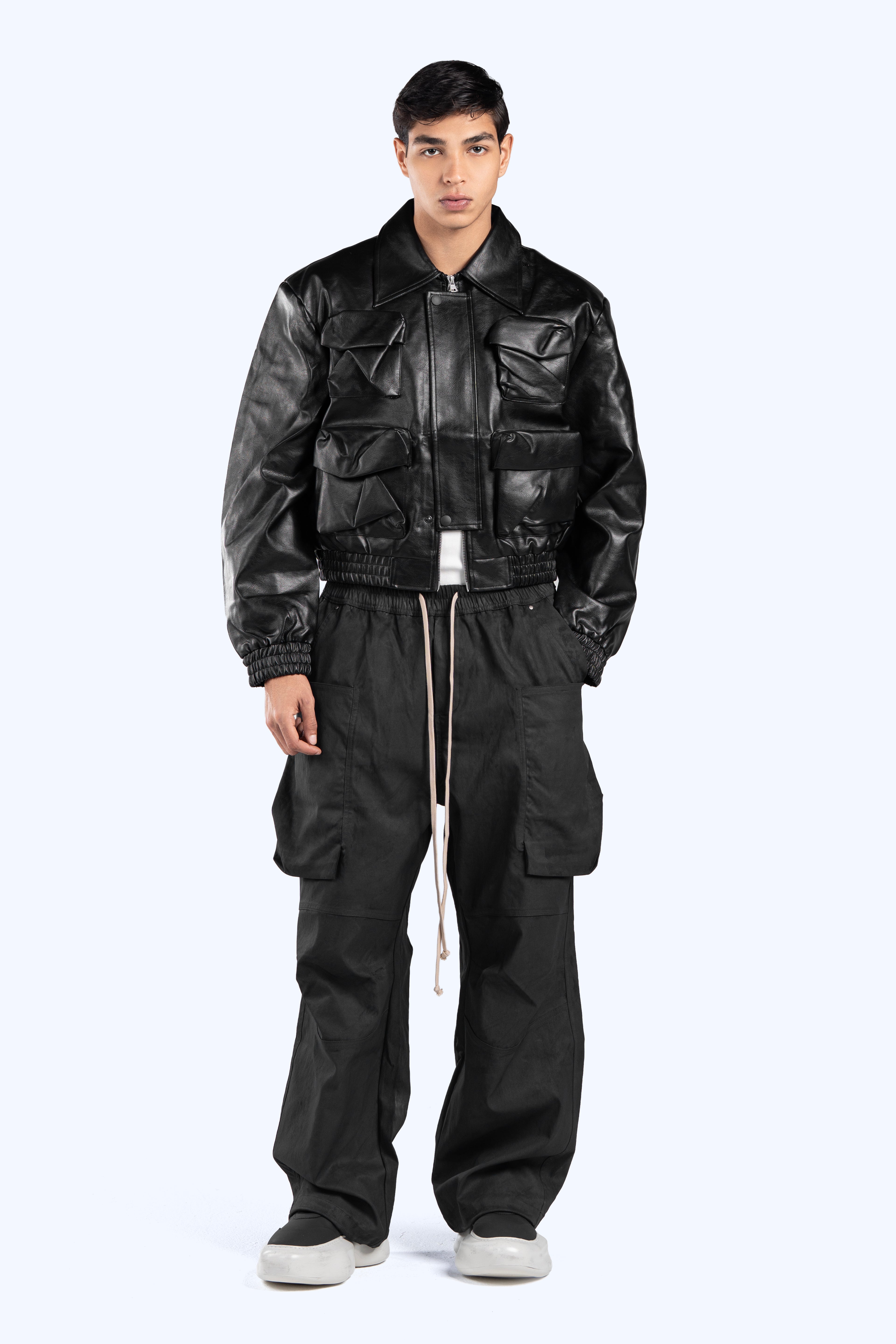 cropped leather jacket