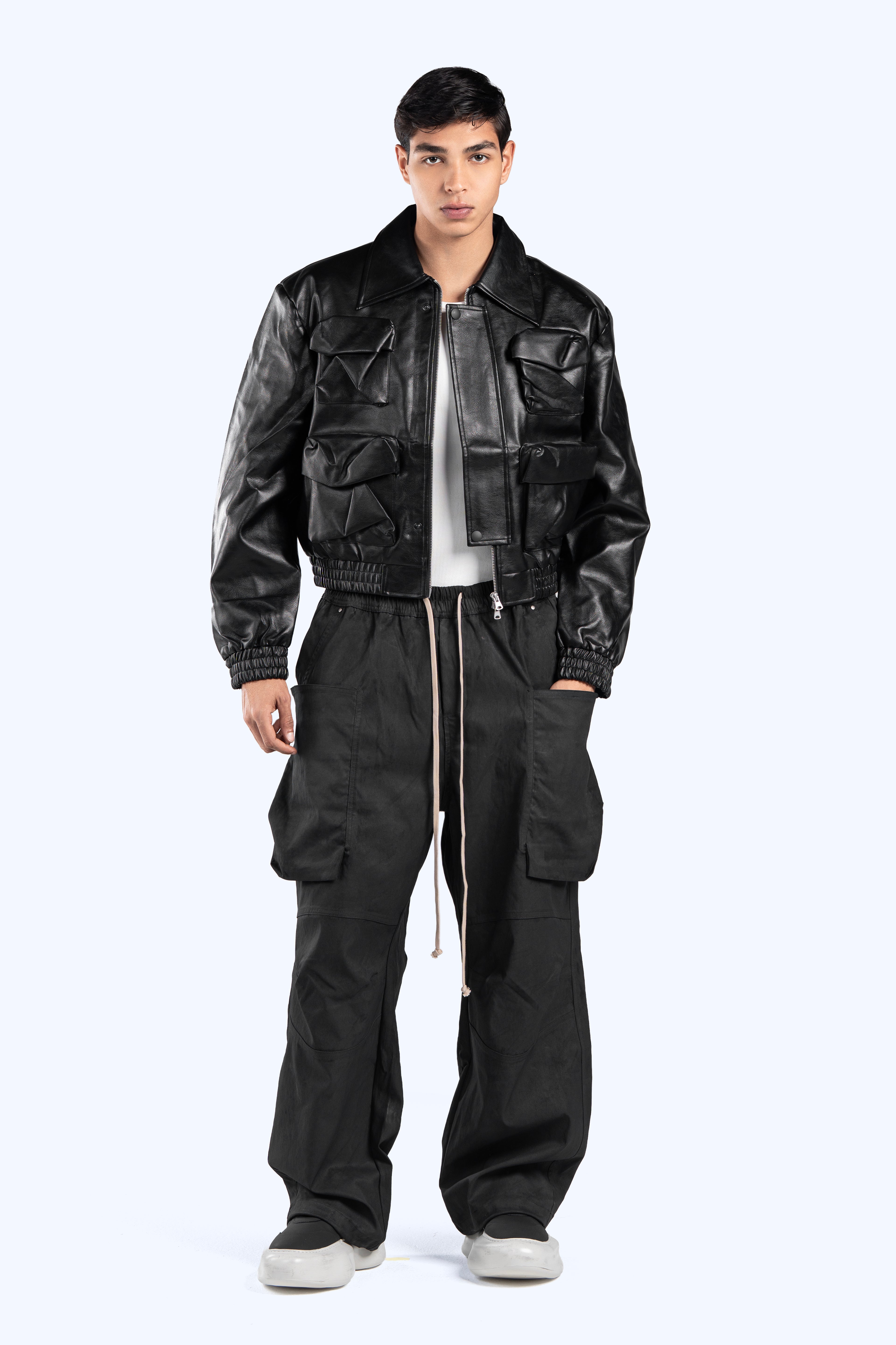 cropped leather jacket