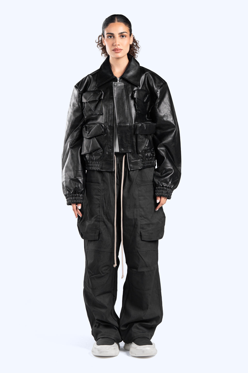 cropped leather jacket