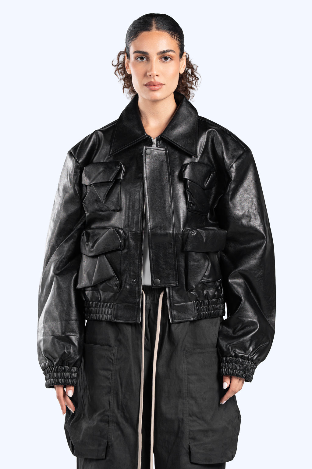 cropped leather jacket