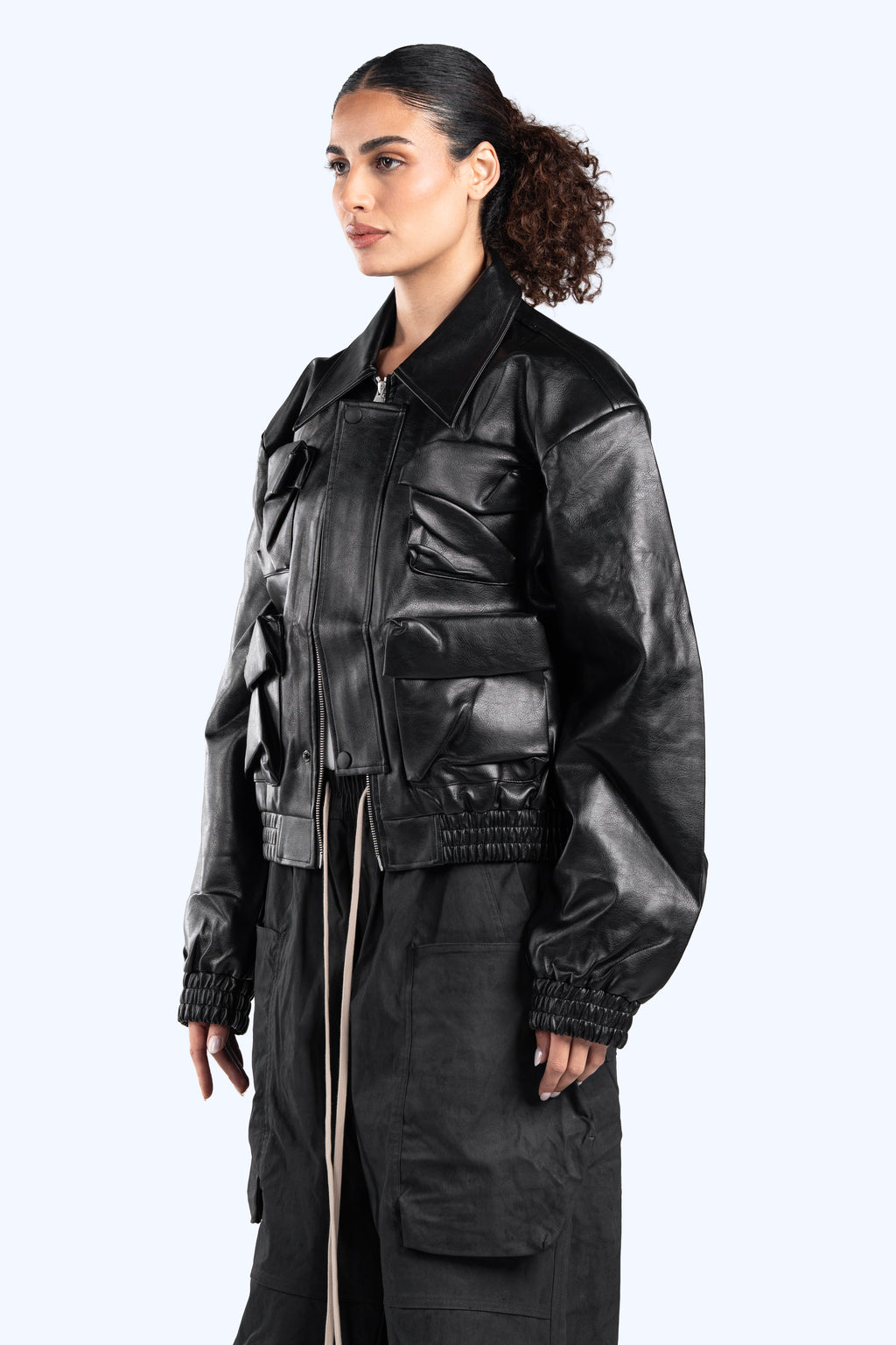 cropped leather jacket