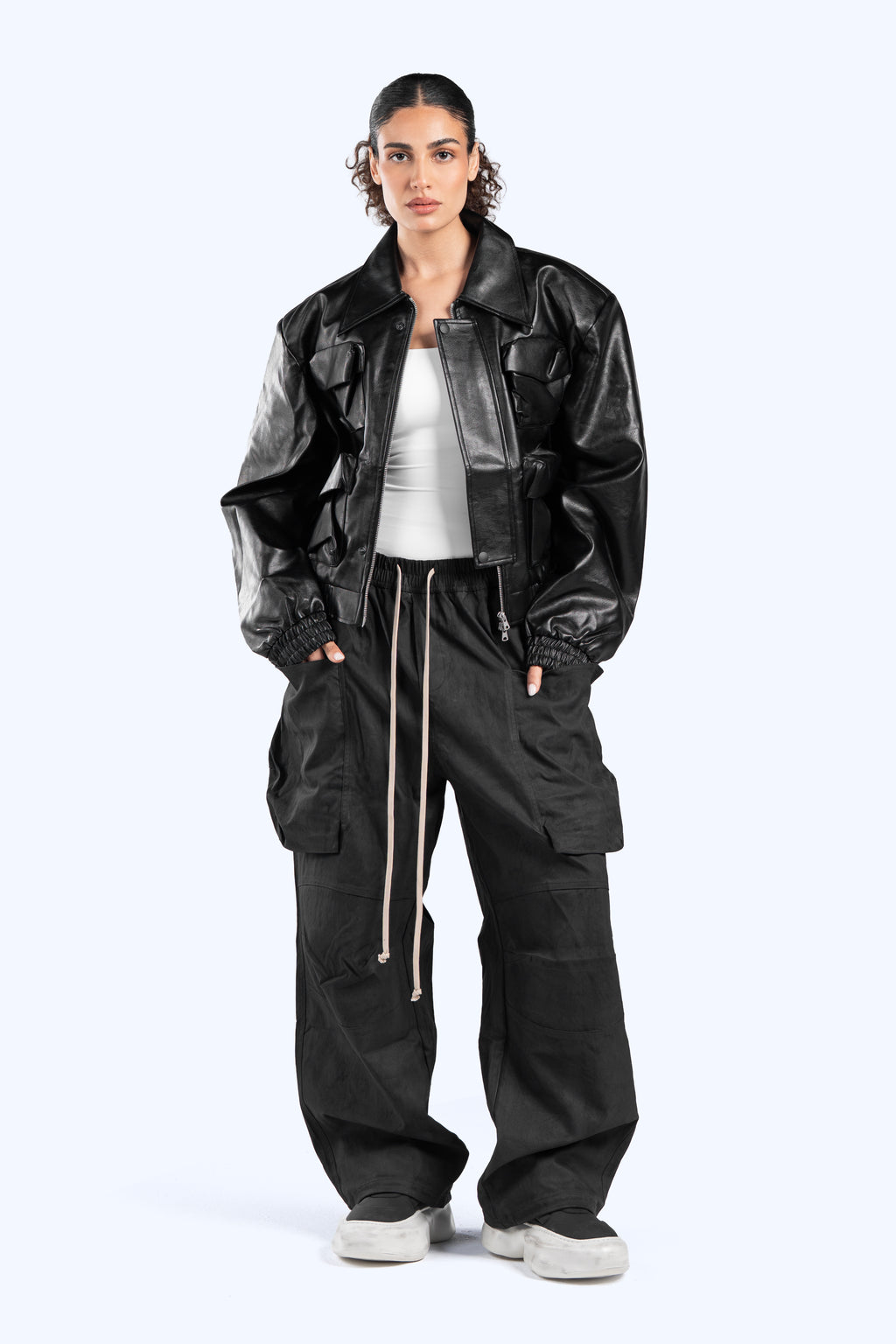 cropped leather jacket