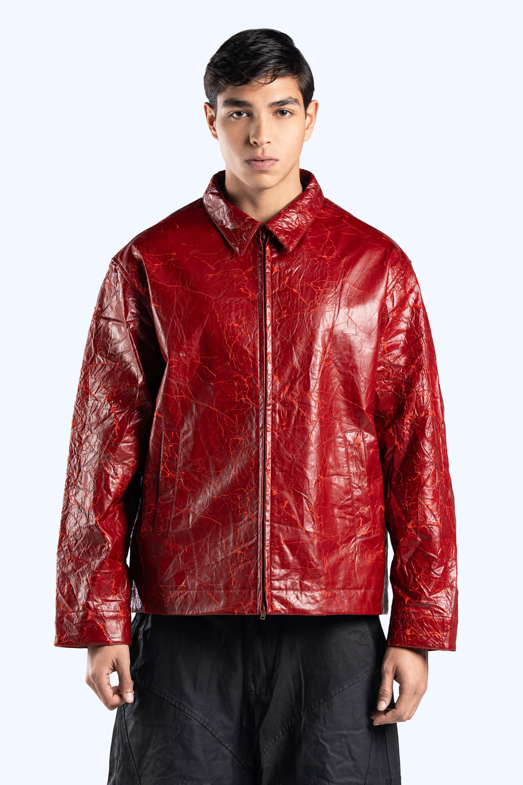Crinkle Patent Leather Bomber