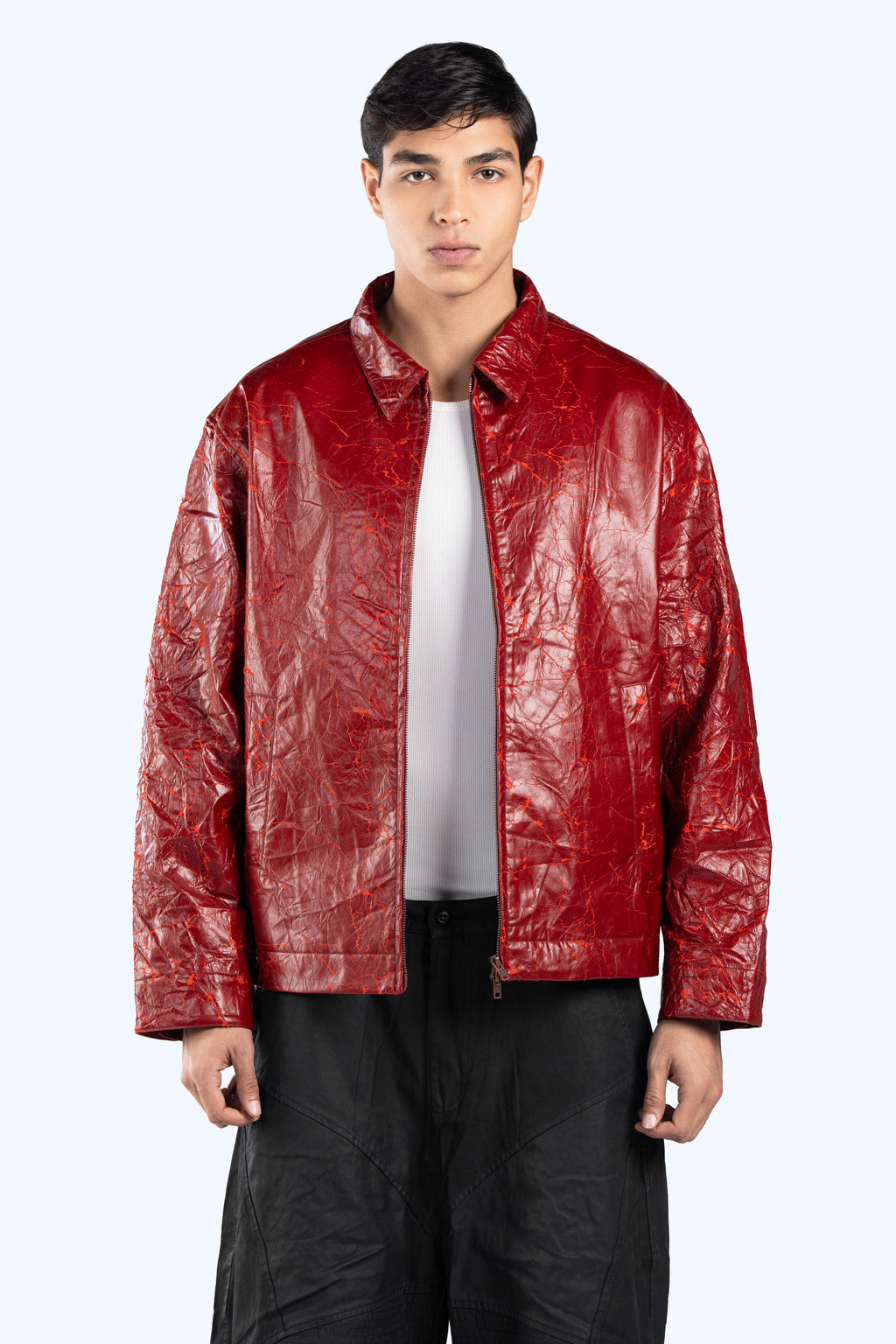 Crinkle Patent Leather Bomber