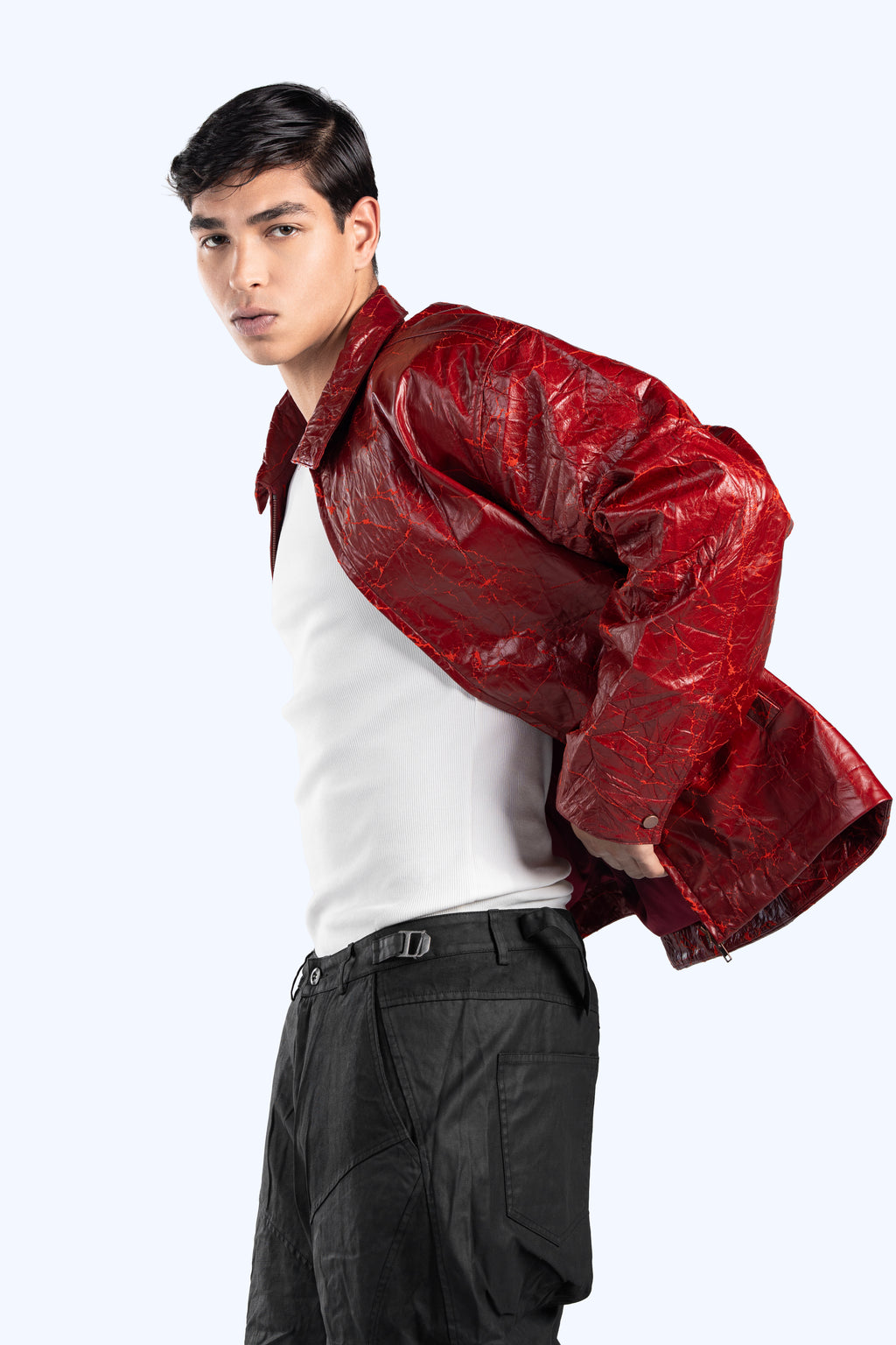 Crinkle Patent Leather Bomber