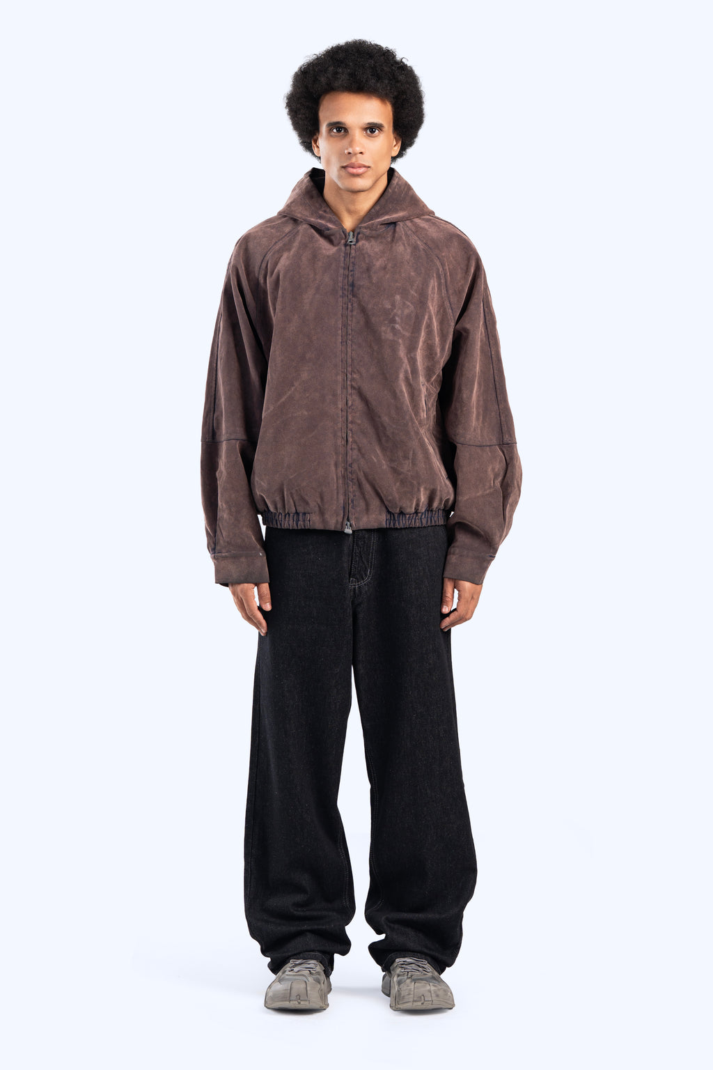 Faux suede bomber jacket