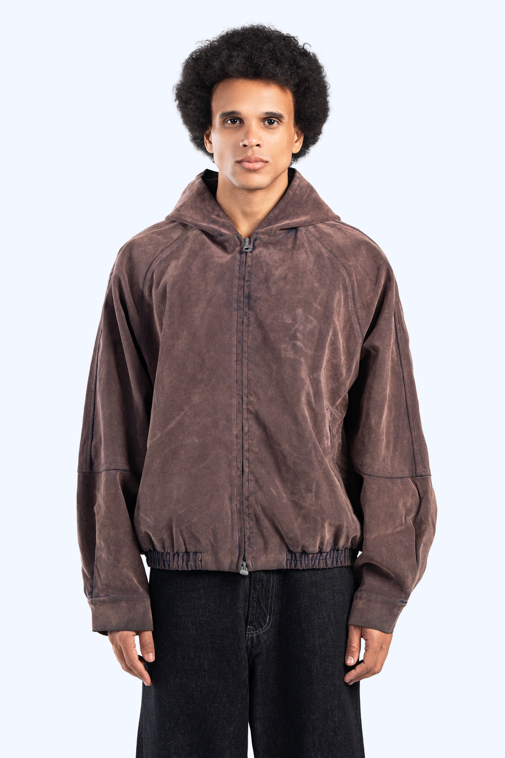 Faux suede bomber jacket