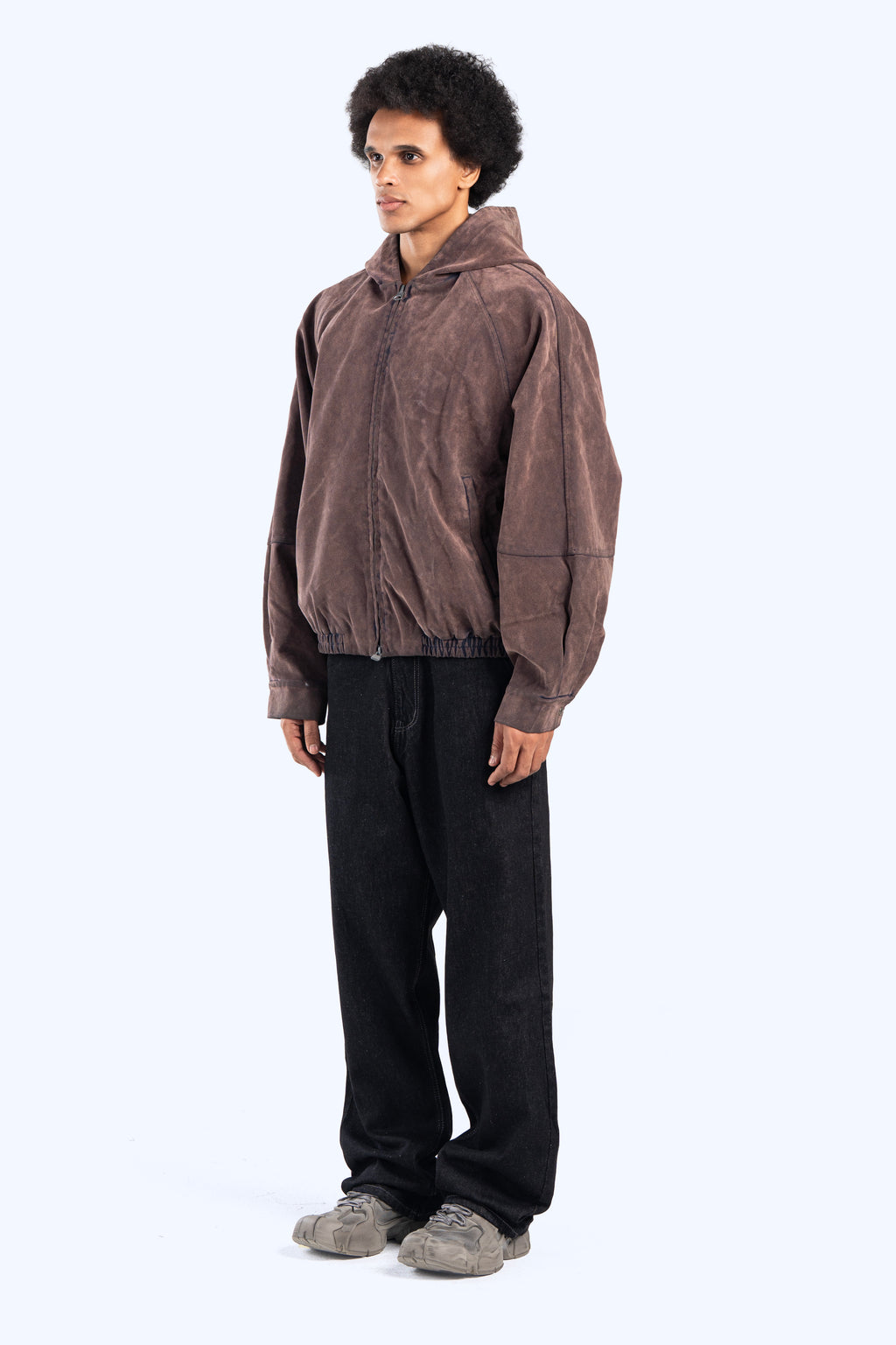 Faux suede bomber jacket