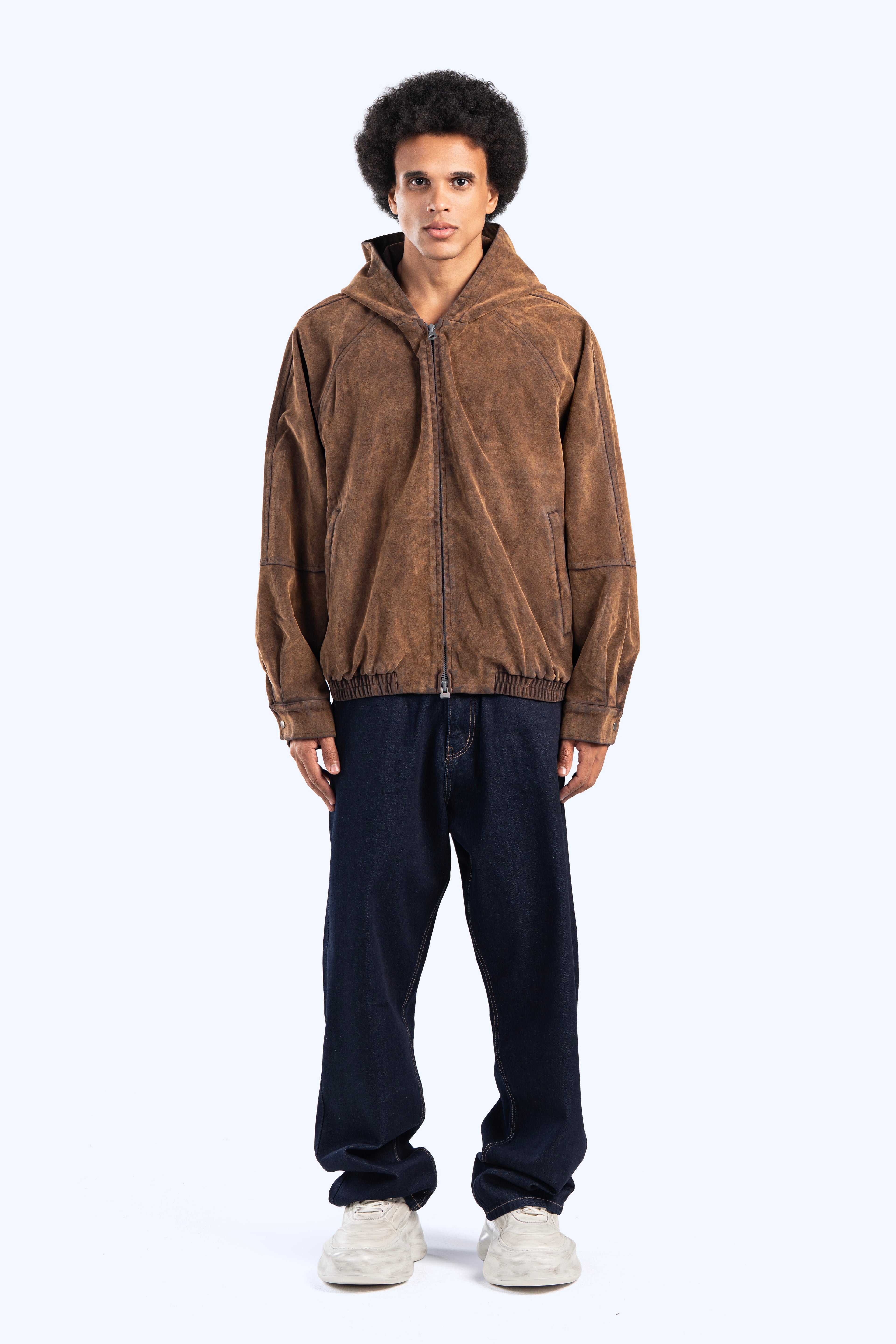 Faux suede bomber jacket