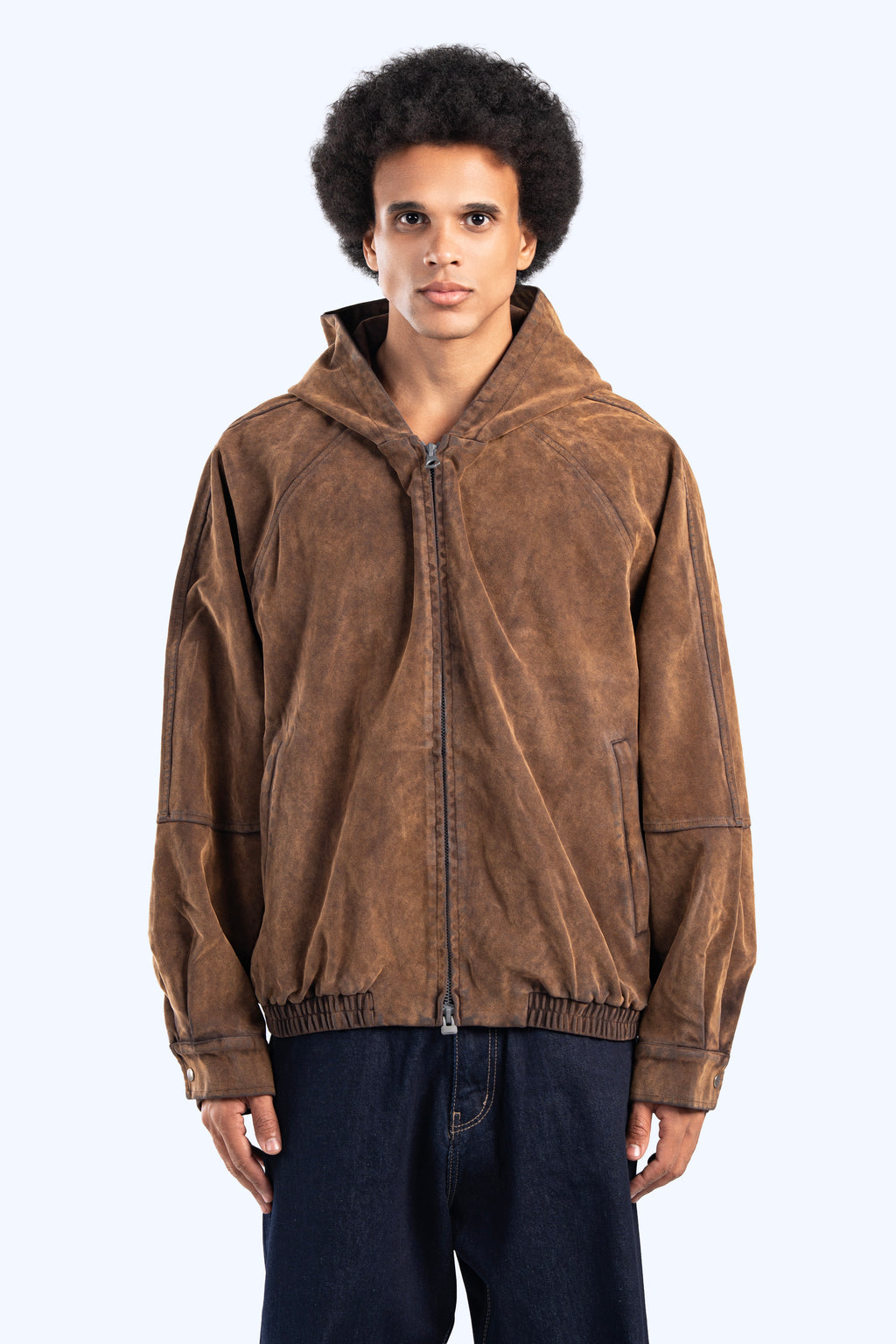 Faux suede bomber jacket