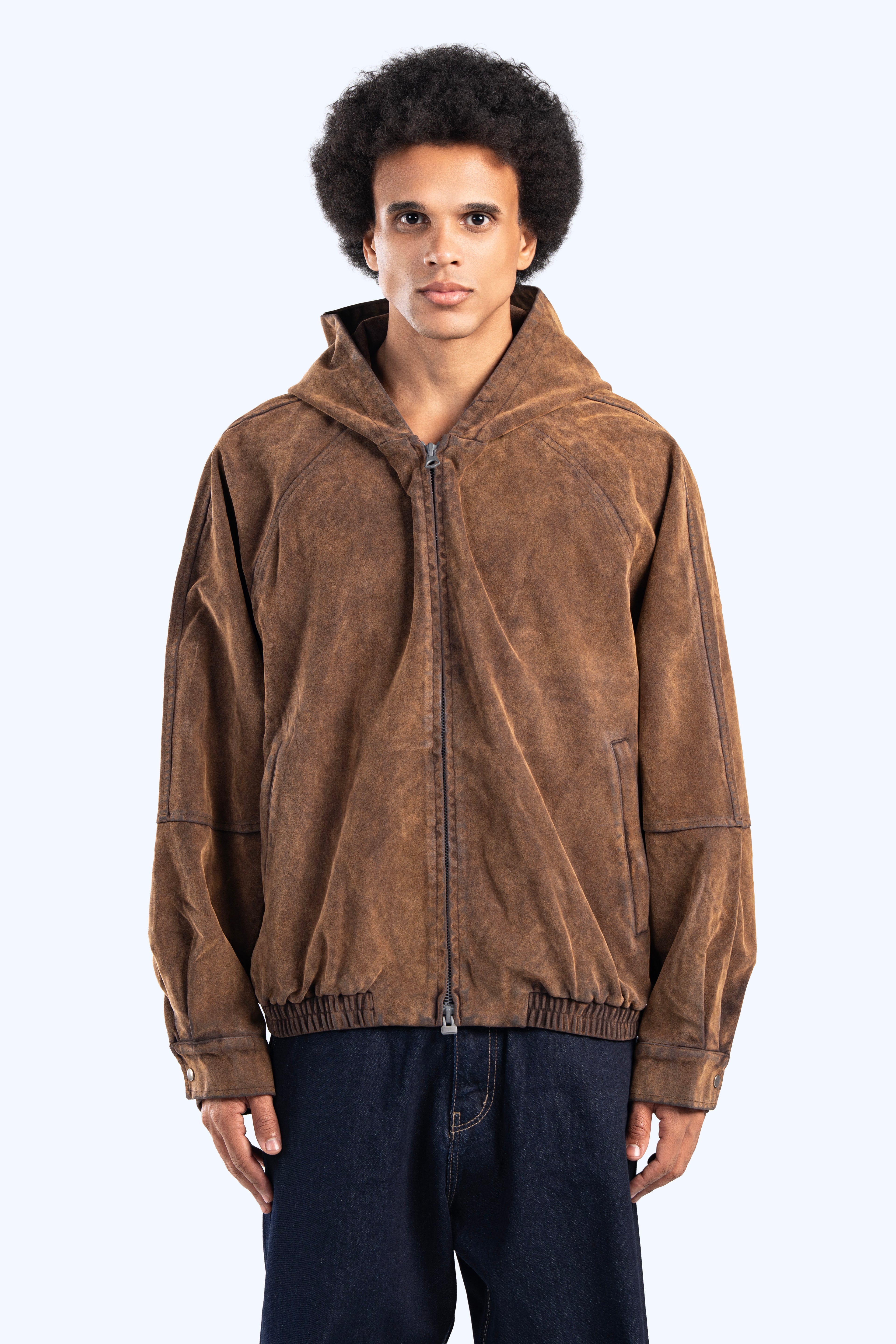 Faux suede bomber jacket