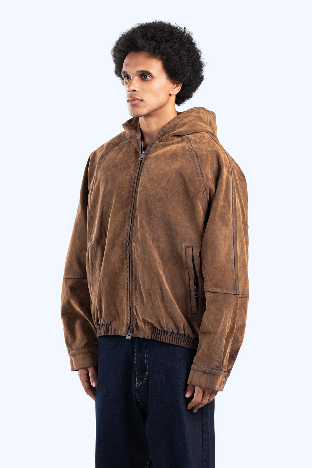 Faux suede bomber jacket