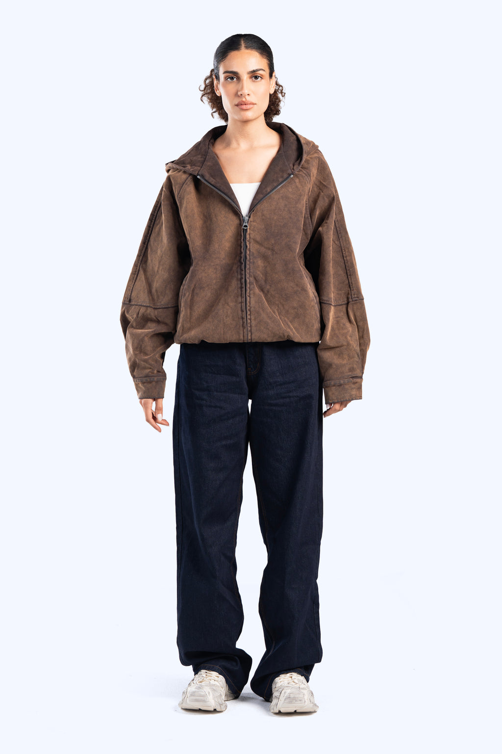 Faux suede bomber jacket