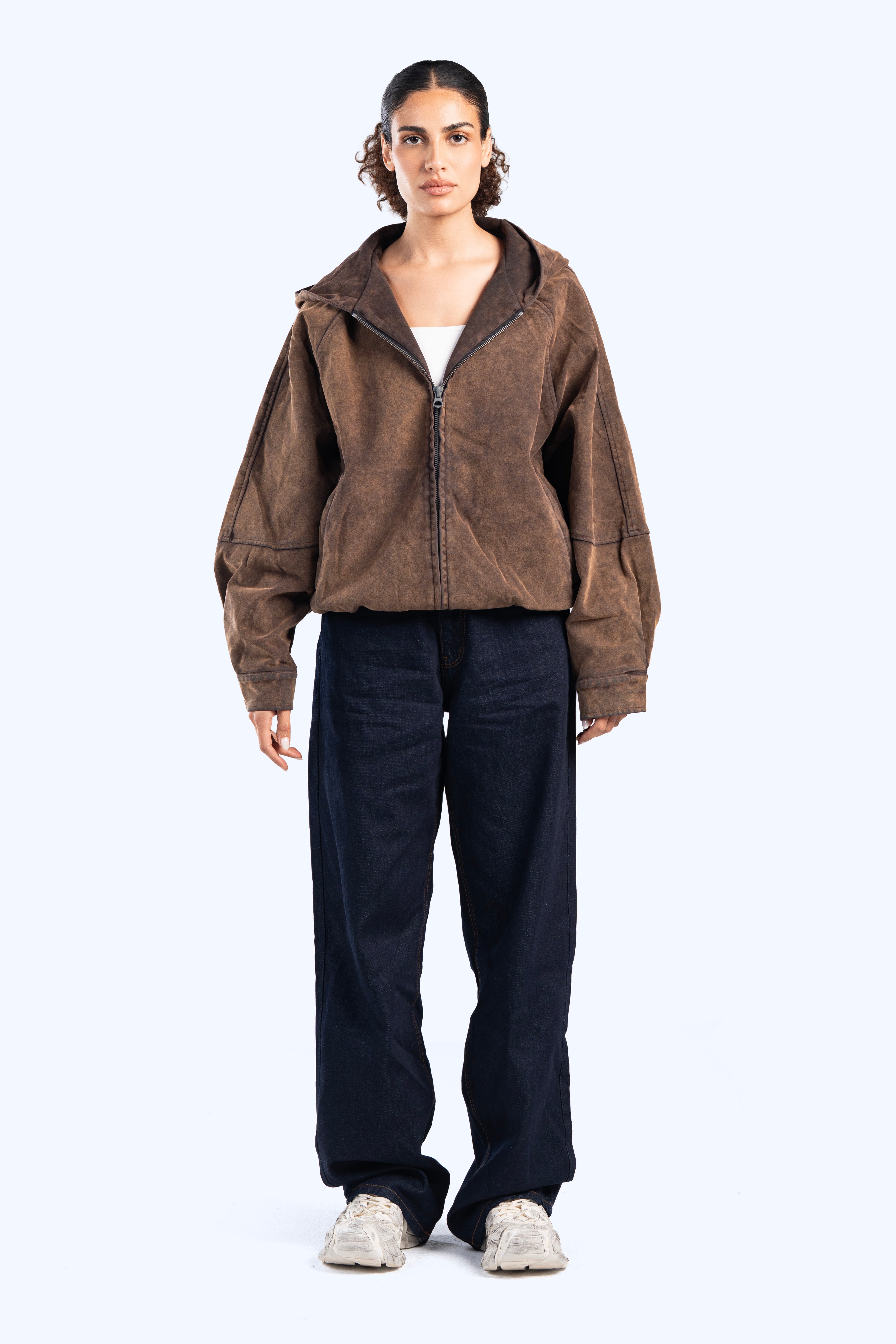 Faux suede bomber jacket