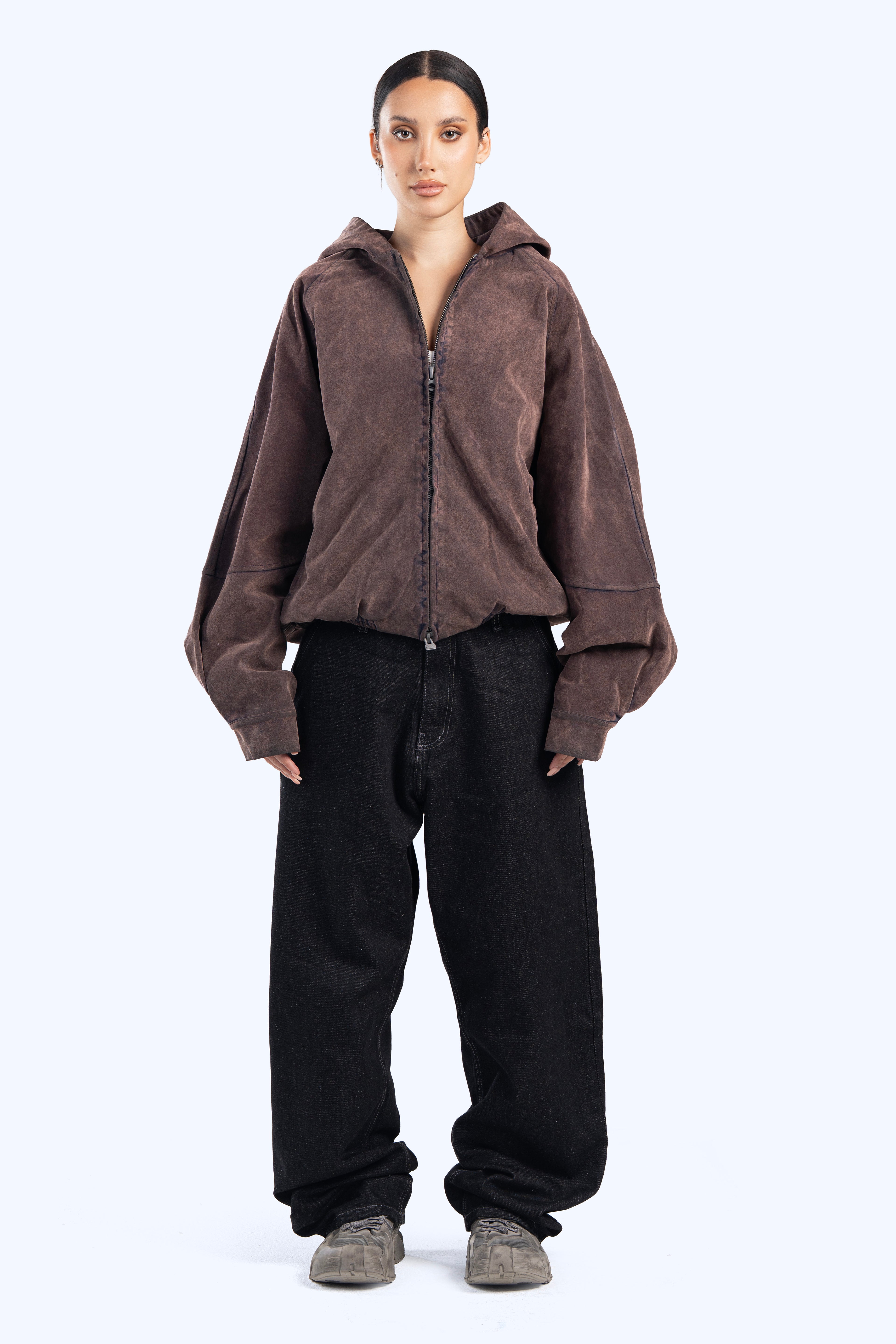 Faux suede bomber jacket