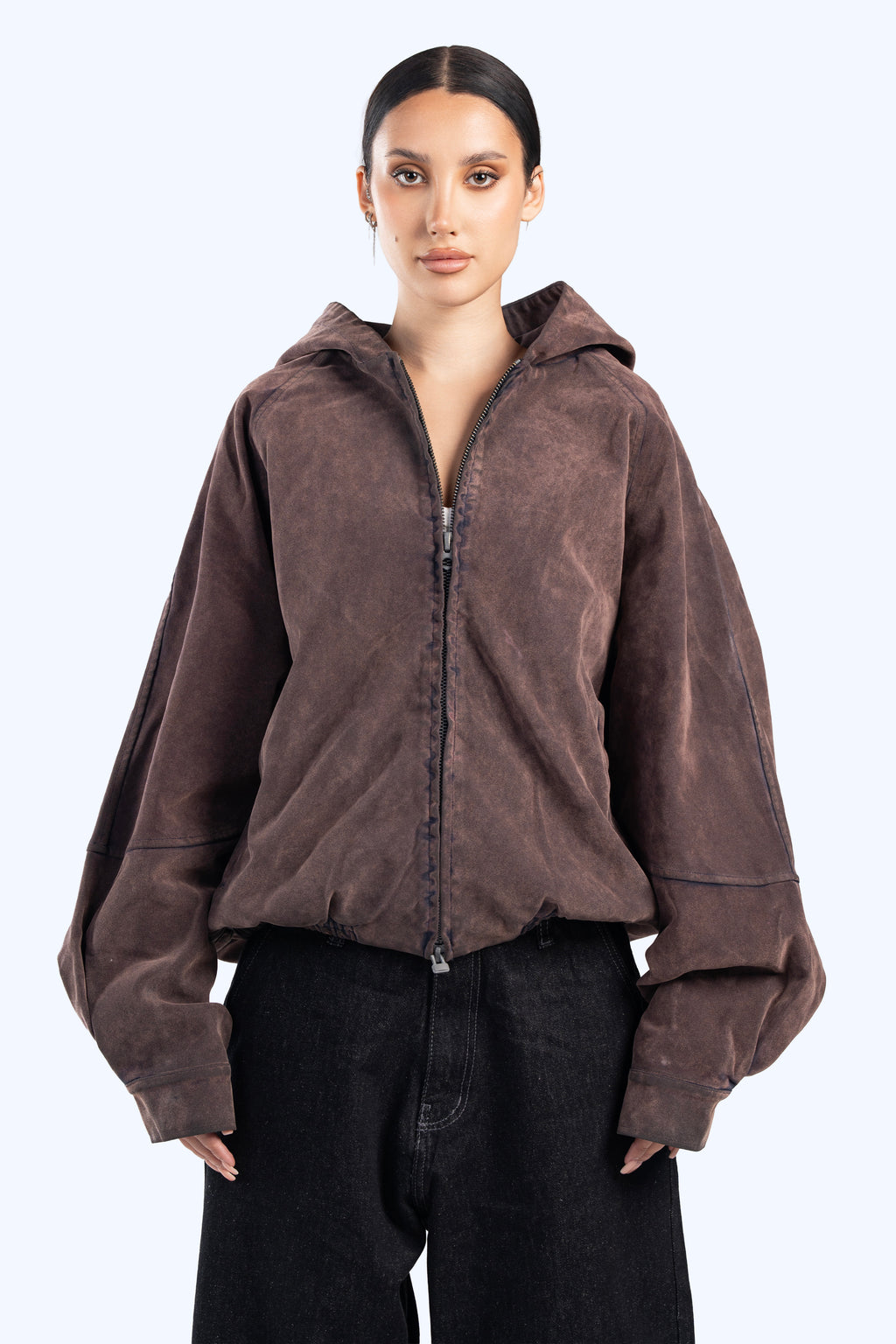 Faux suede bomber jacket