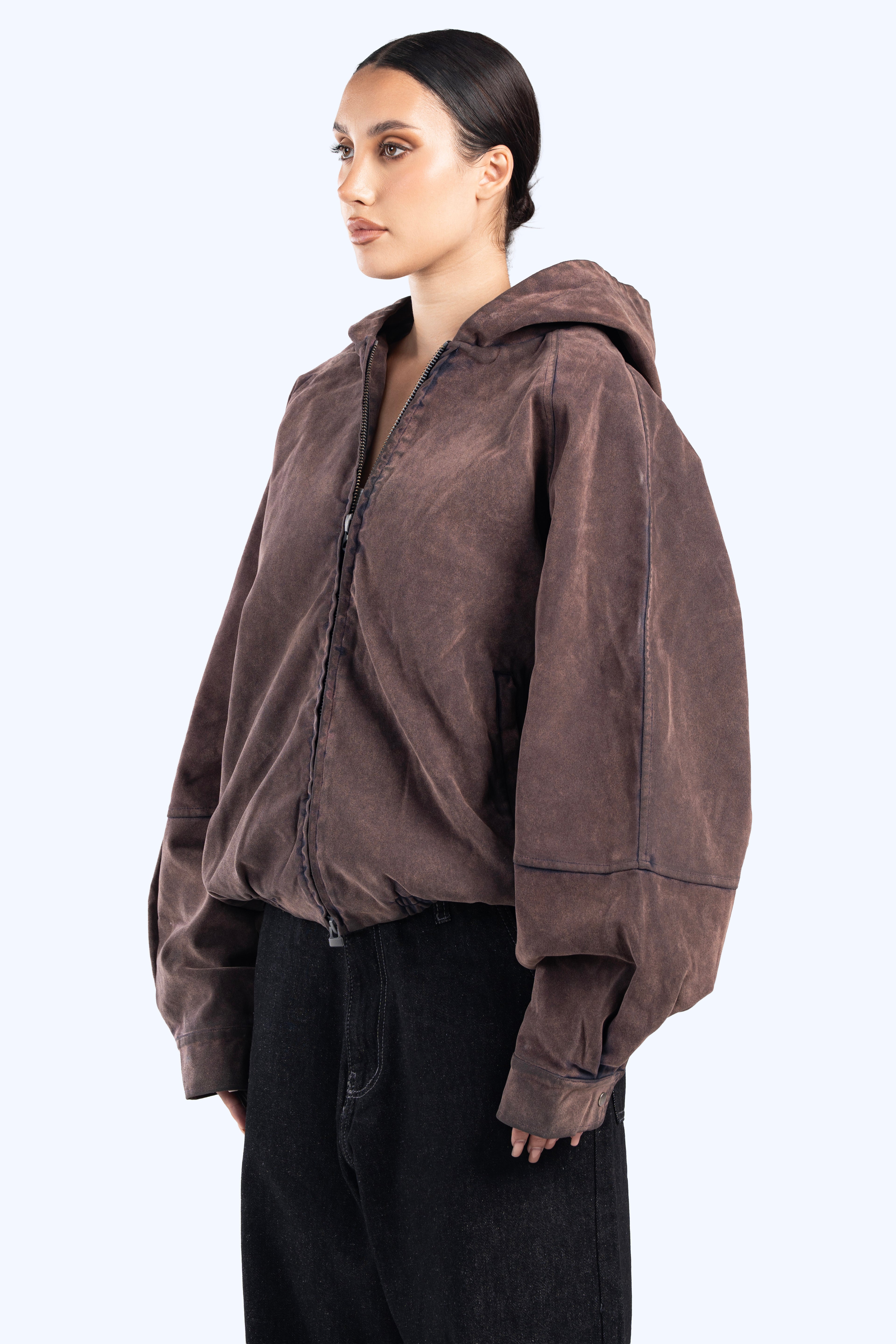 Faux suede bomber jacket