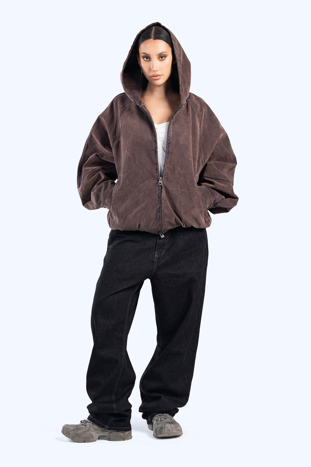 Faux suede bomber jacket