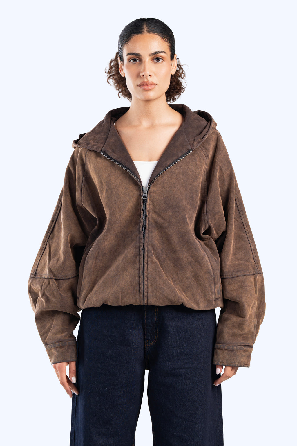 Faux suede bomber jacket